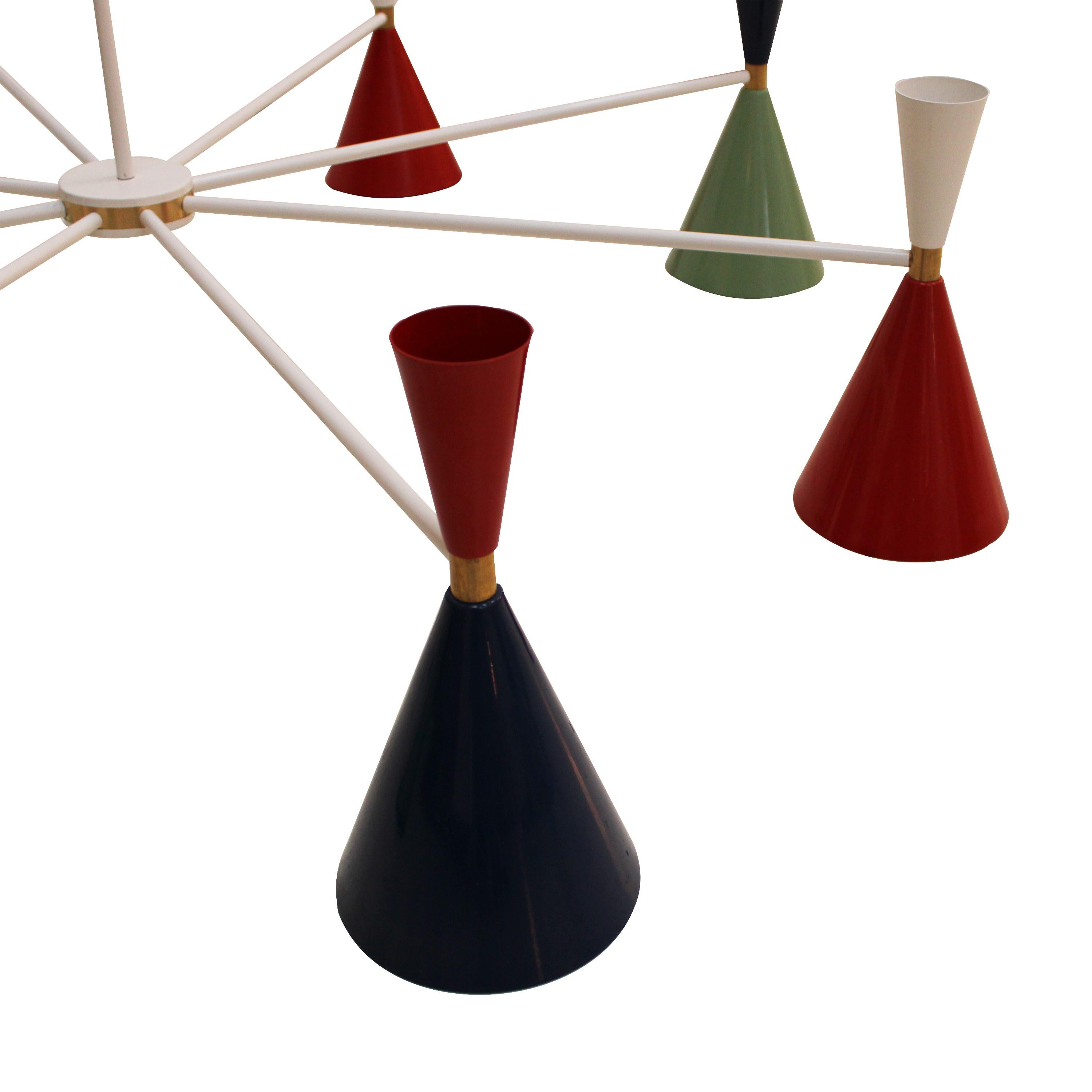 Espagnol Lampe à suspension contemporaine en verre et laiton de style Stilnovo IKB191, Espagne, 2020 en vente
