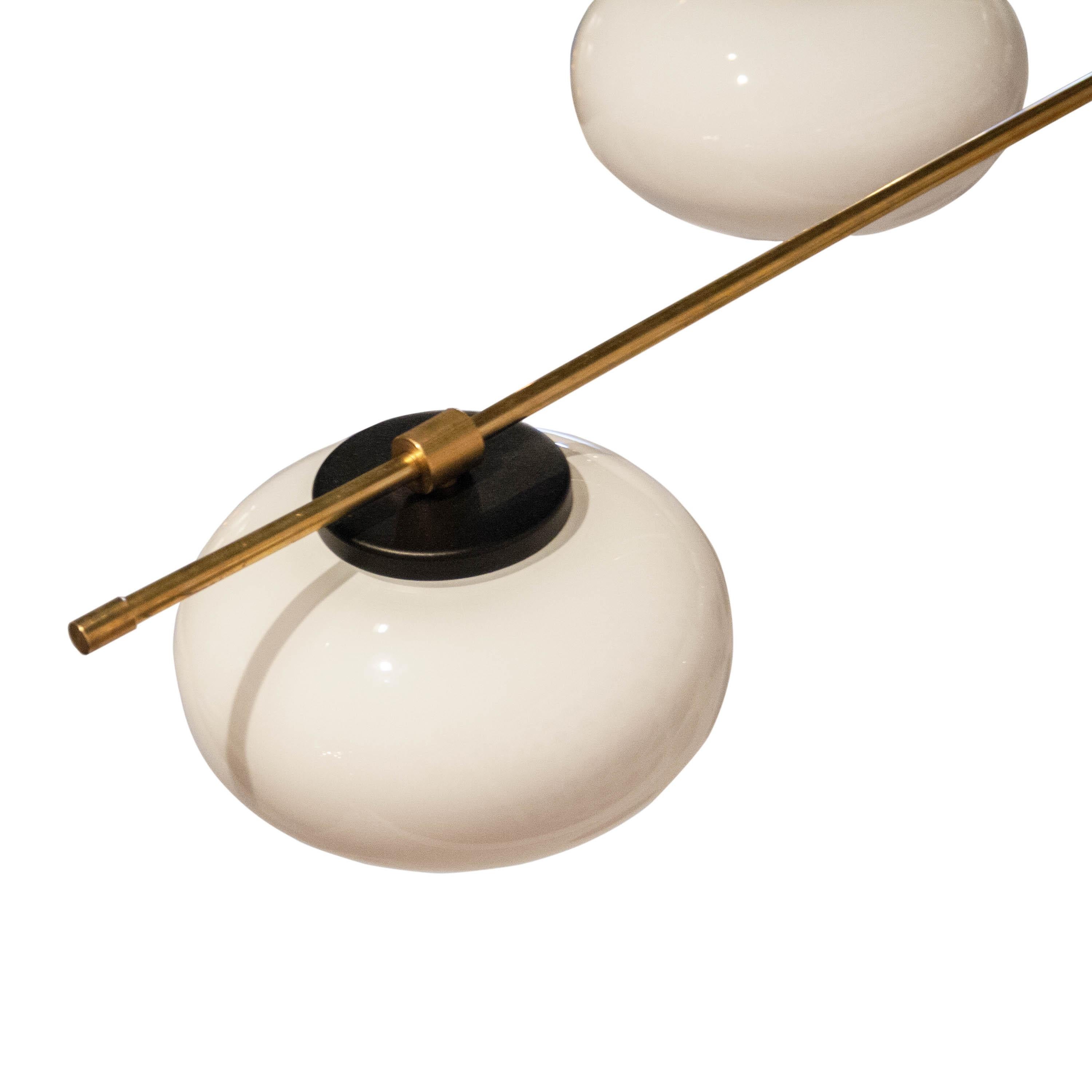 IKB191 Contemporary Stilnovo Style Brass Glass Suspension Lamp, Spain, 2020 In New Condition In Madrid, ES