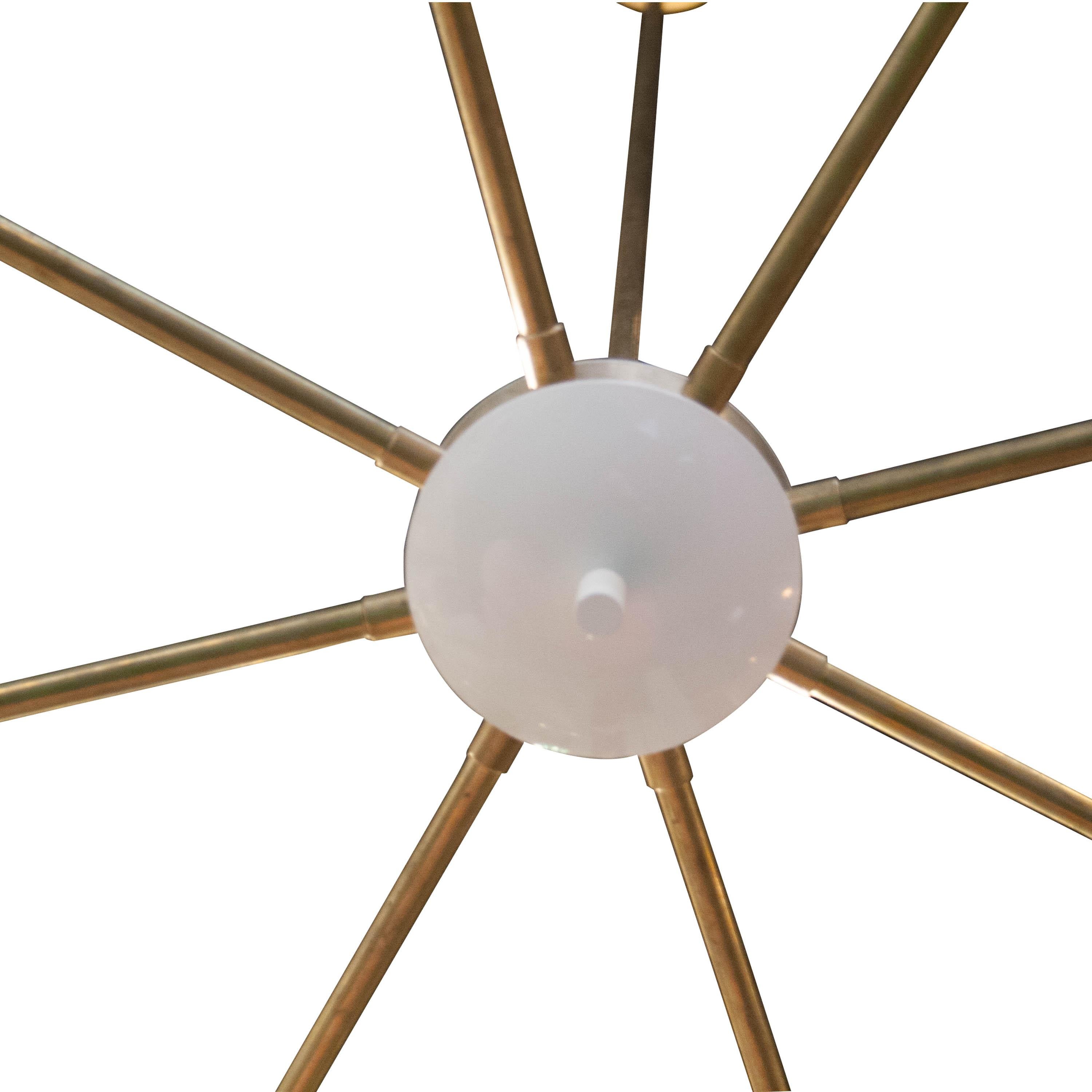 IKB191 Contemporary Stilnovo Style Brass Glass Suspension Lamp, Spain, 2020 For Sale 1