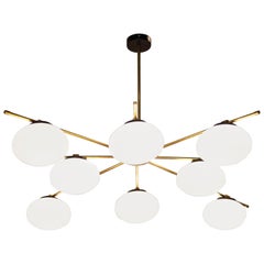 IKB191 Contemporary Stilnovo Style Brass Glass Suspension Lamp, Spain, 2020