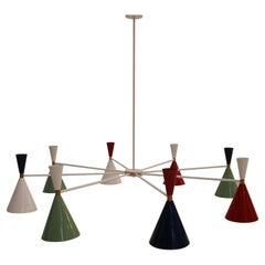 IKB191 Contemporary Stilnovo Style Brass Glass Suspension Lamp, Spain, 2020