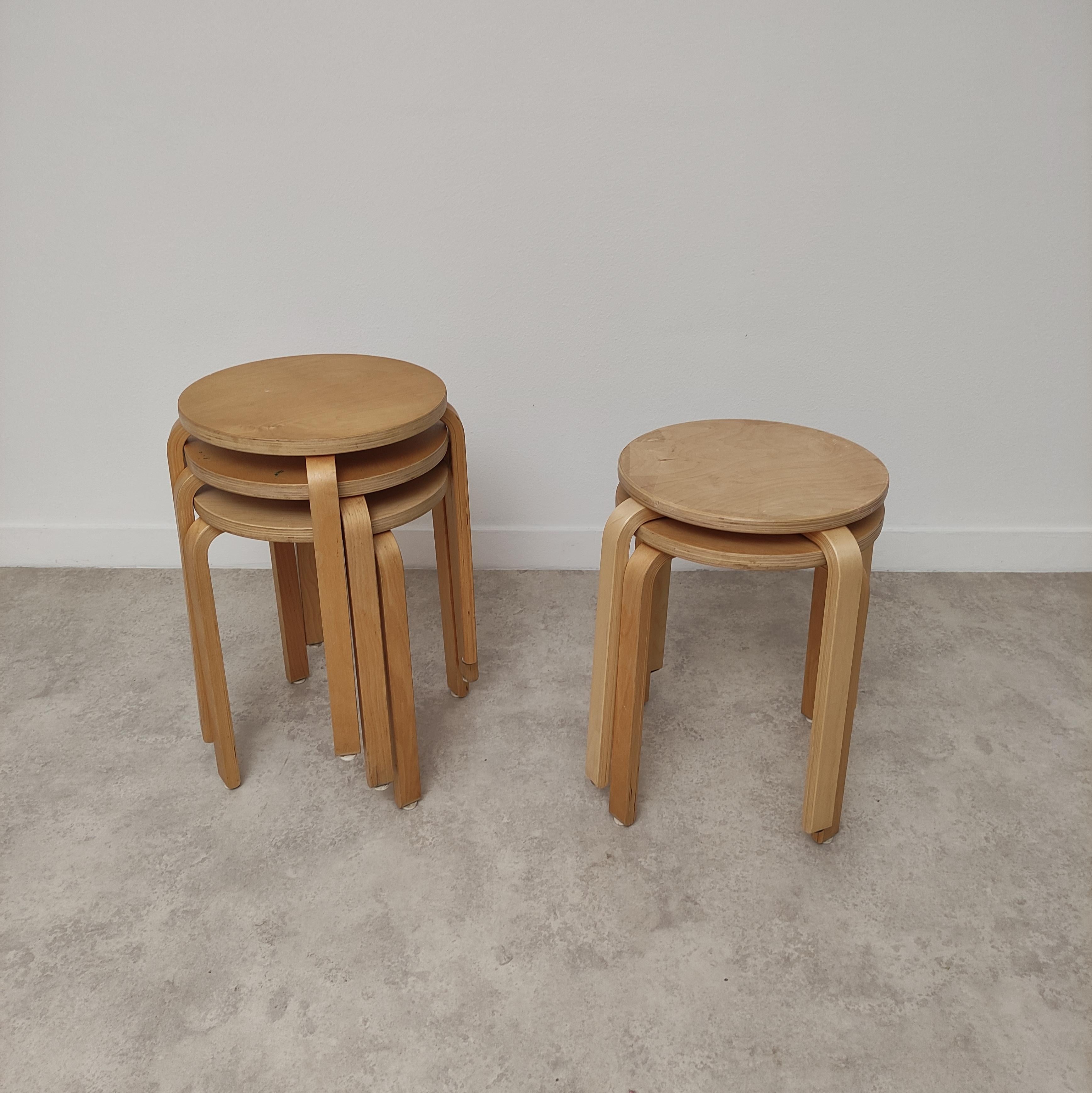 This Is a rare set of 5 Alvar Aalto stools made from Ikea in 1990.
This stool was called 