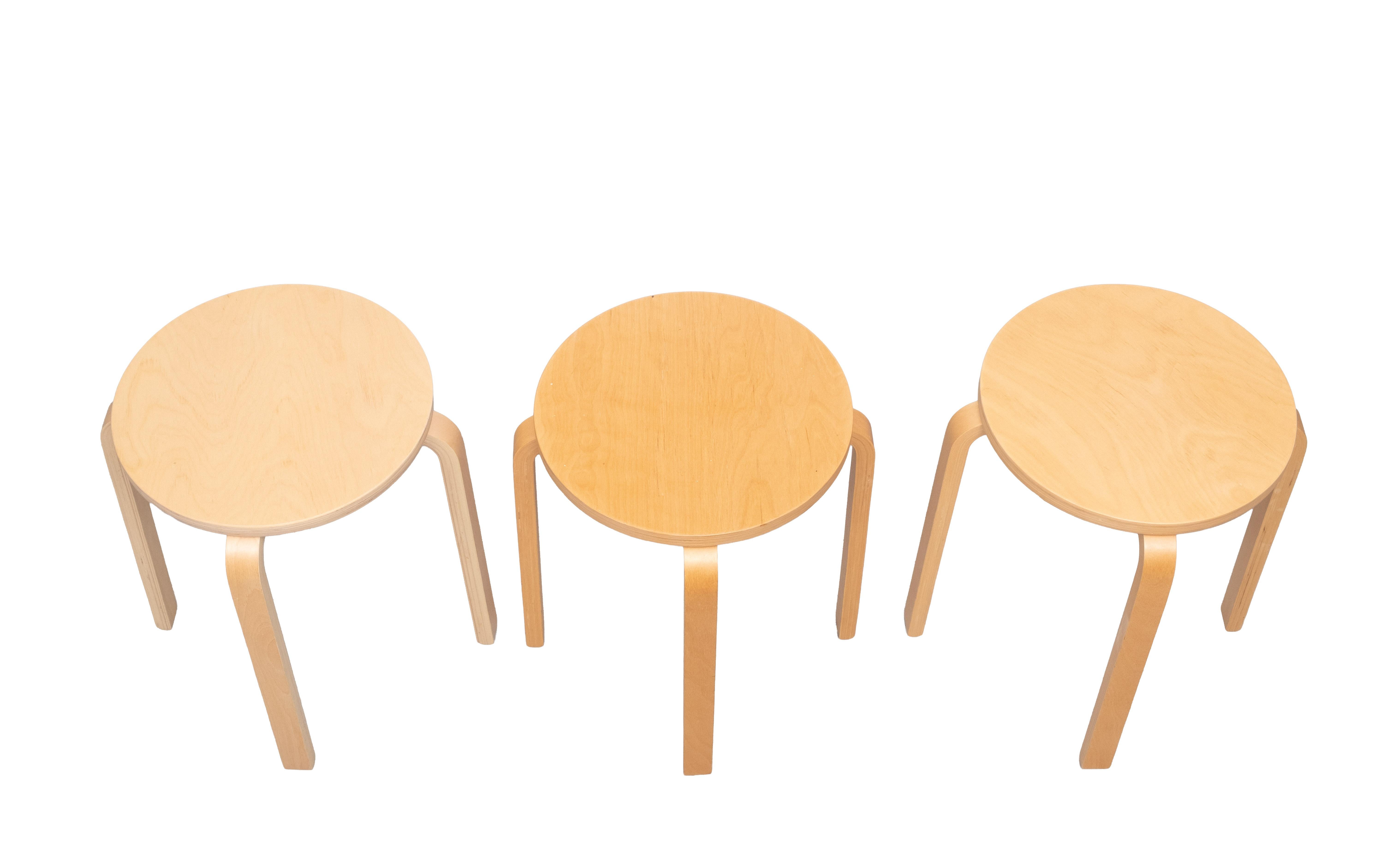 IKEA Frosta Stools Set of 3, Beech Wood, Mid-Century Modern For