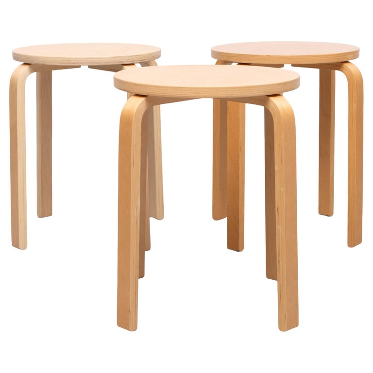 IKEA Frosta Stools Set of 3, Beech Wood, Mid-Century Modern For 