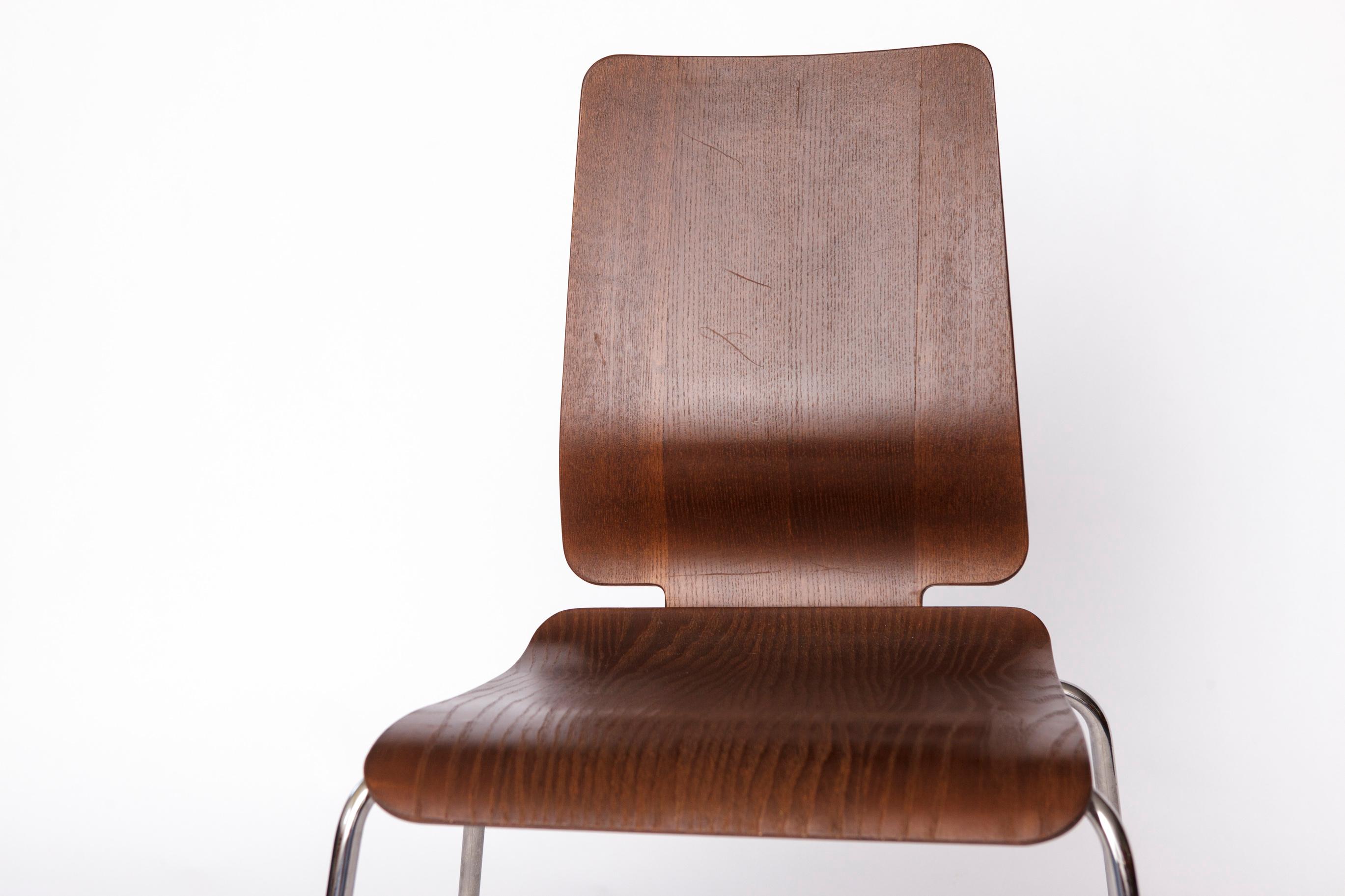 Svedese Sedia Gilbert di IKEA - Sedia da pranzo impilabile vintage degli anni '90, con seduta in compensato di teak in vendita