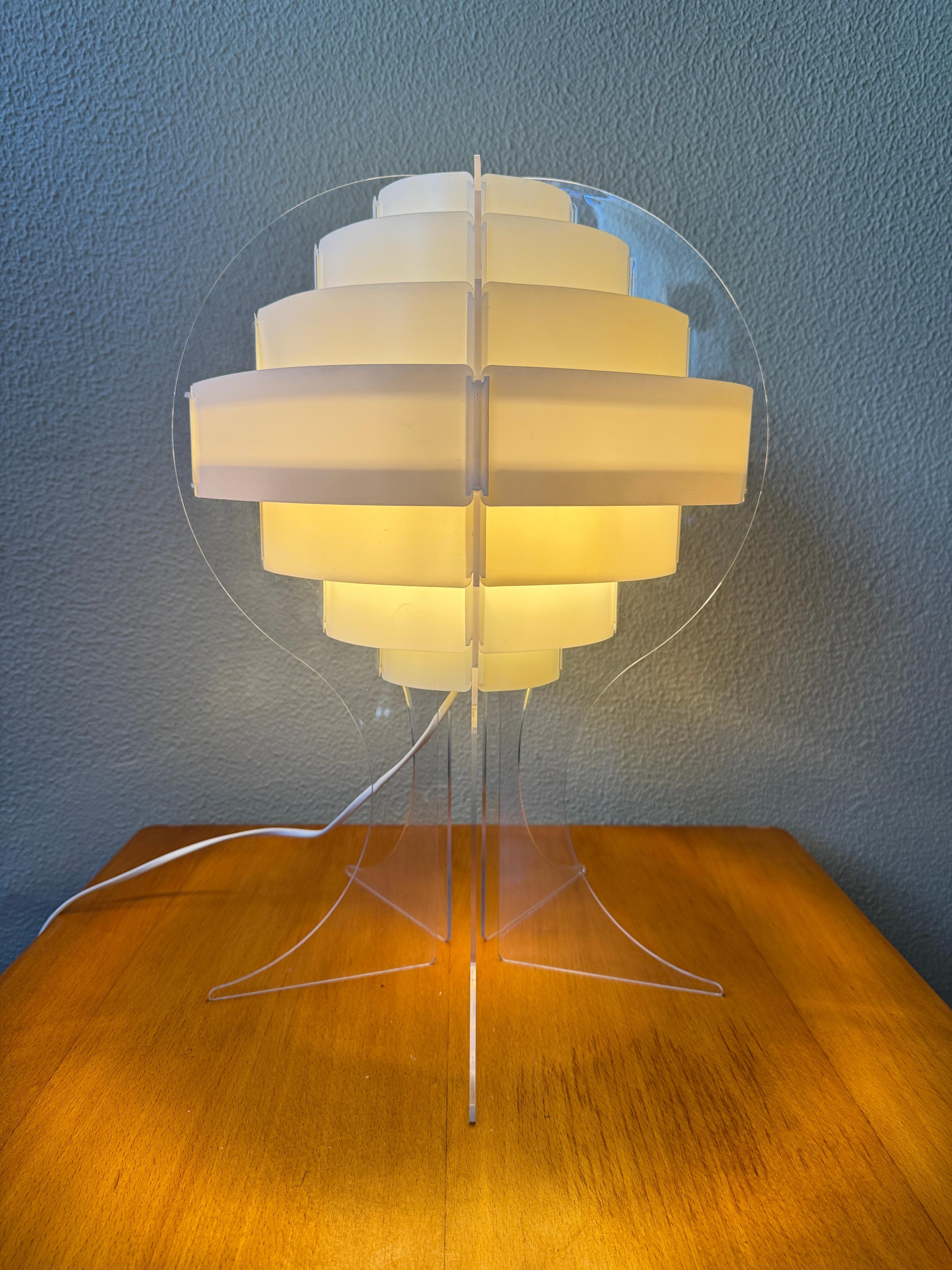 Space Age IKEA Lakane Strips Table Lamp Brylle Jacobsen Frosted Acrylic Finland 2000s For Sale