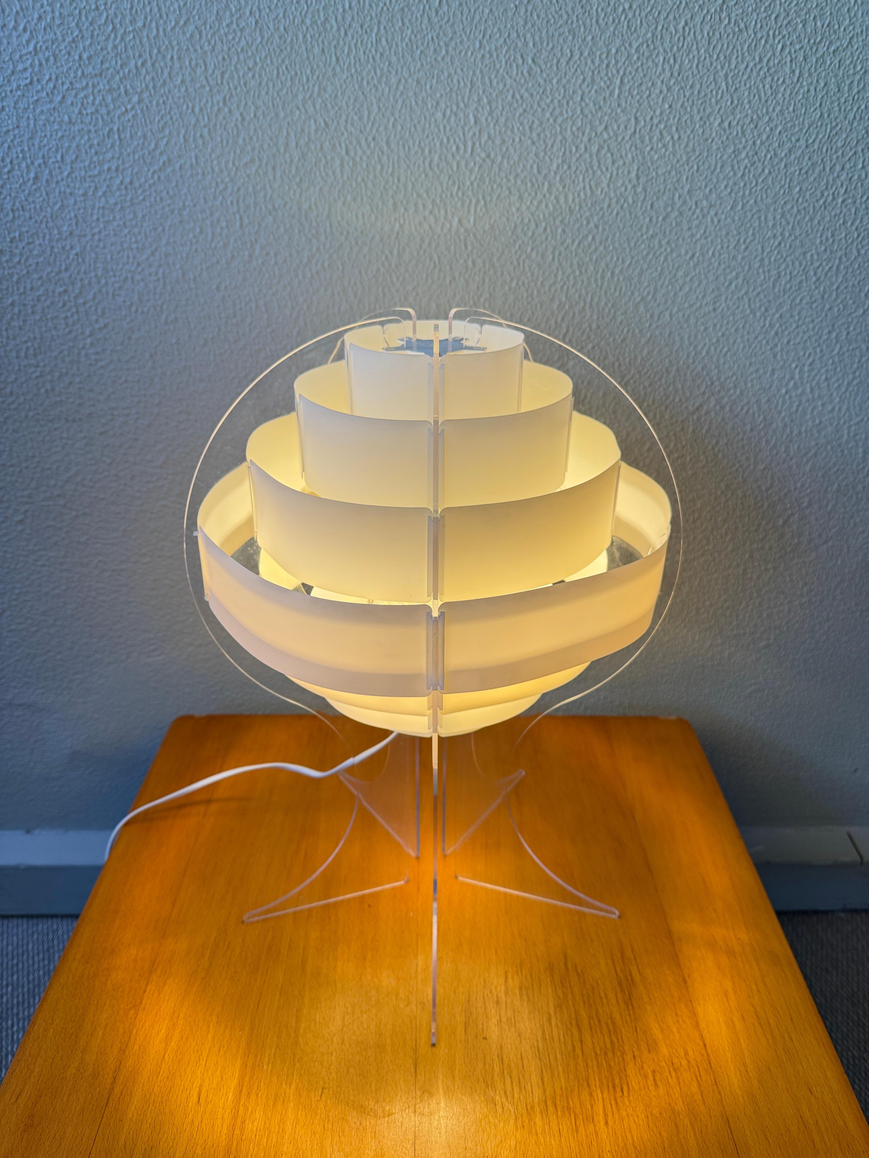 Finnish IKEA Lakane Strips Table Lamp Brylle Jacobsen Frosted Acrylic Finland 2000s For Sale