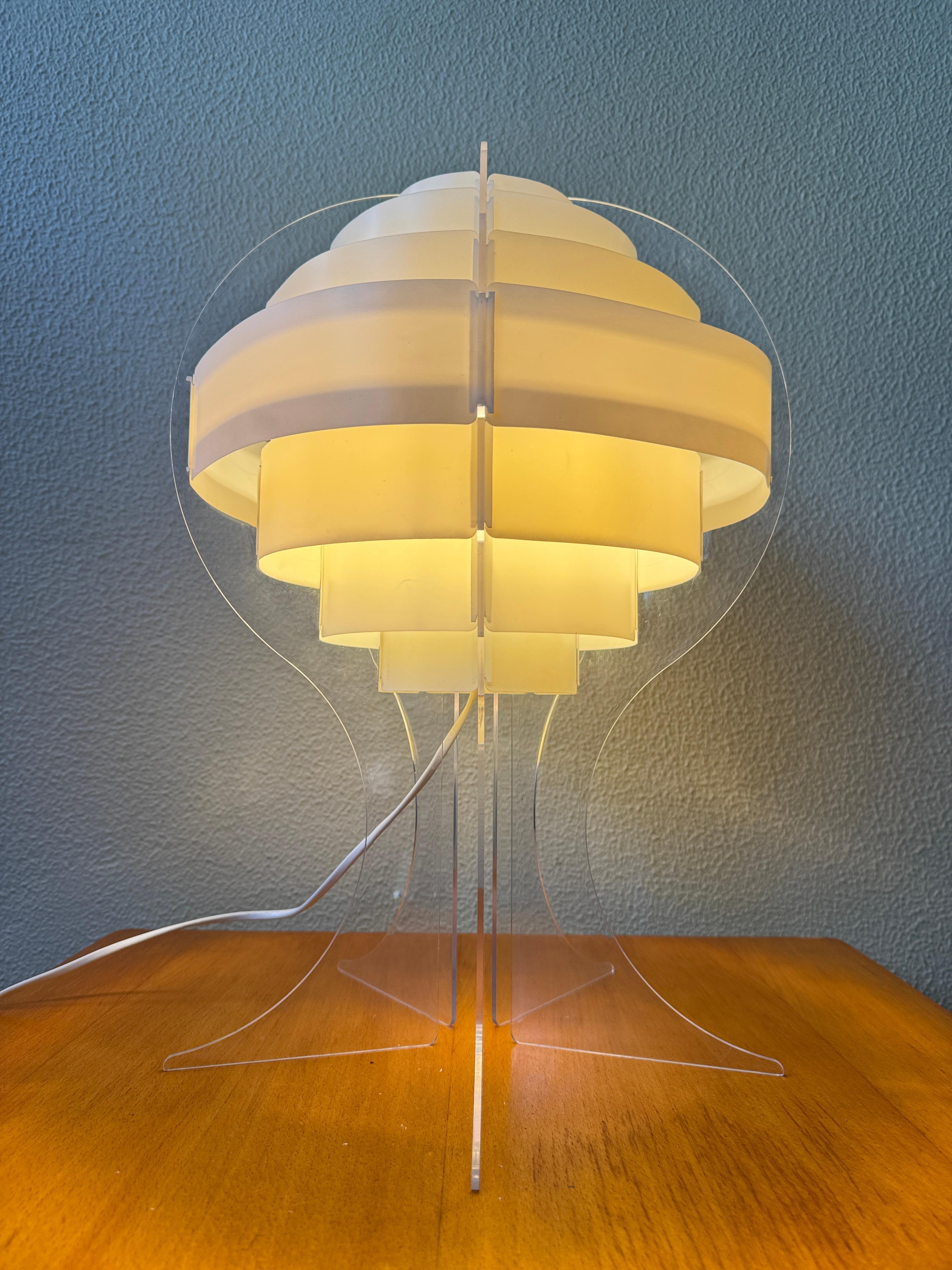 Plastic IKEA Lakane Strips Table Lamp Brylle Jacobsen Frosted Acrylic Finland 2000s For Sale