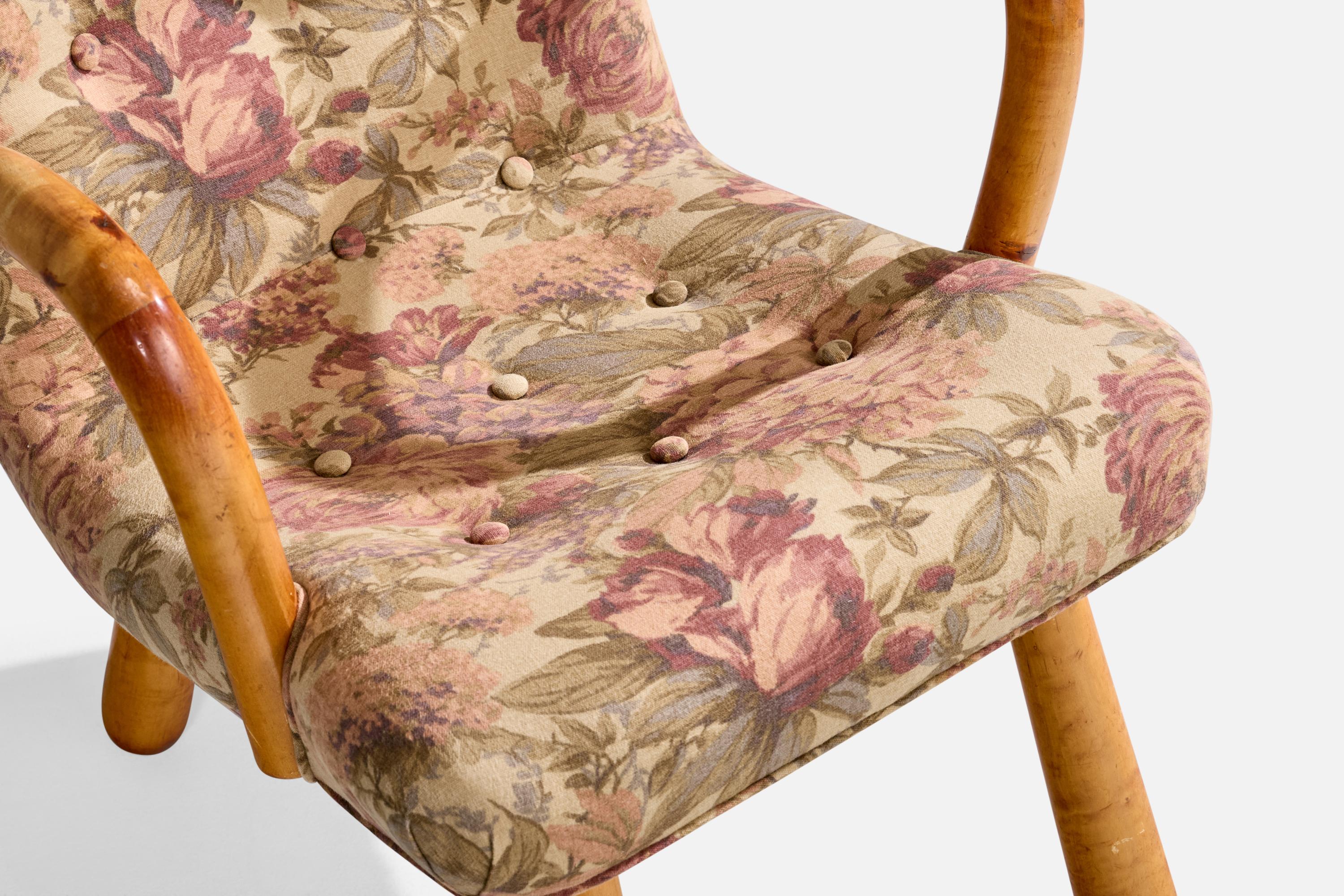 IKEA, chaise longue, bouleau, tissu, Suède, années 1950 en vente 3
