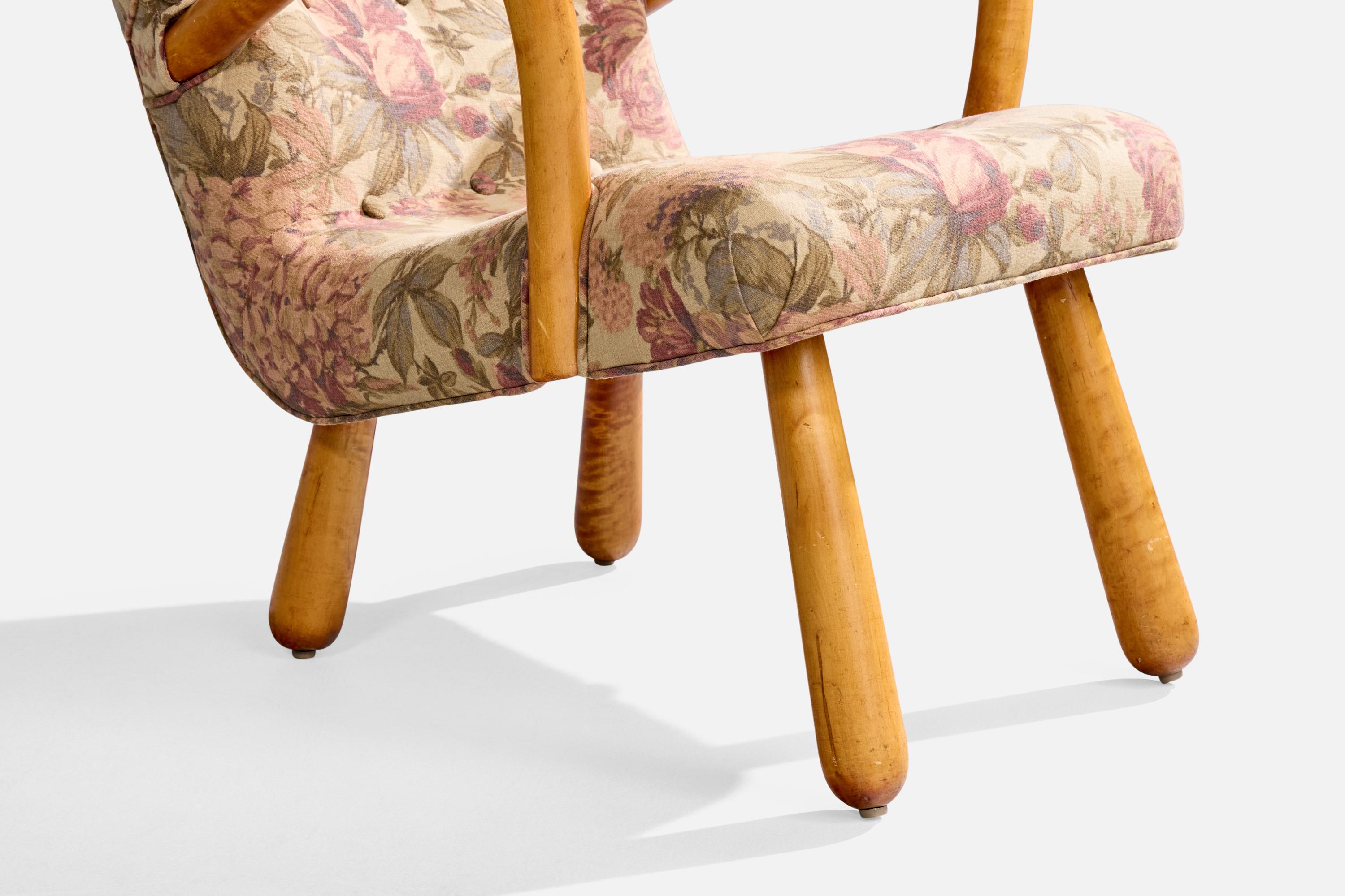 IKEA, chaise longue, bouleau, tissu, Suède, années 1950 en vente 4