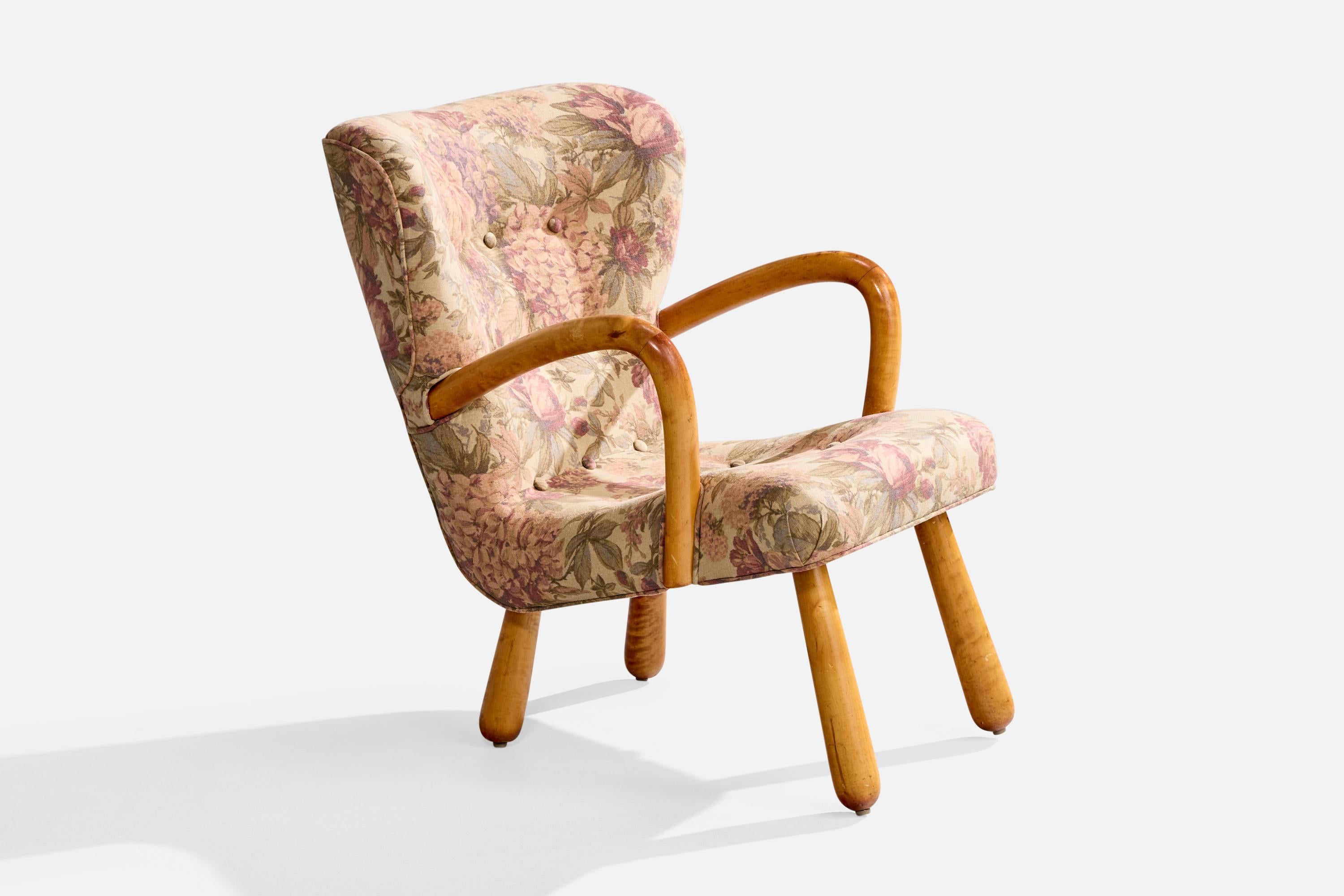 Suédois IKEA, chaise longue, bouleau, tissu, Suède, années 1950 en vente
