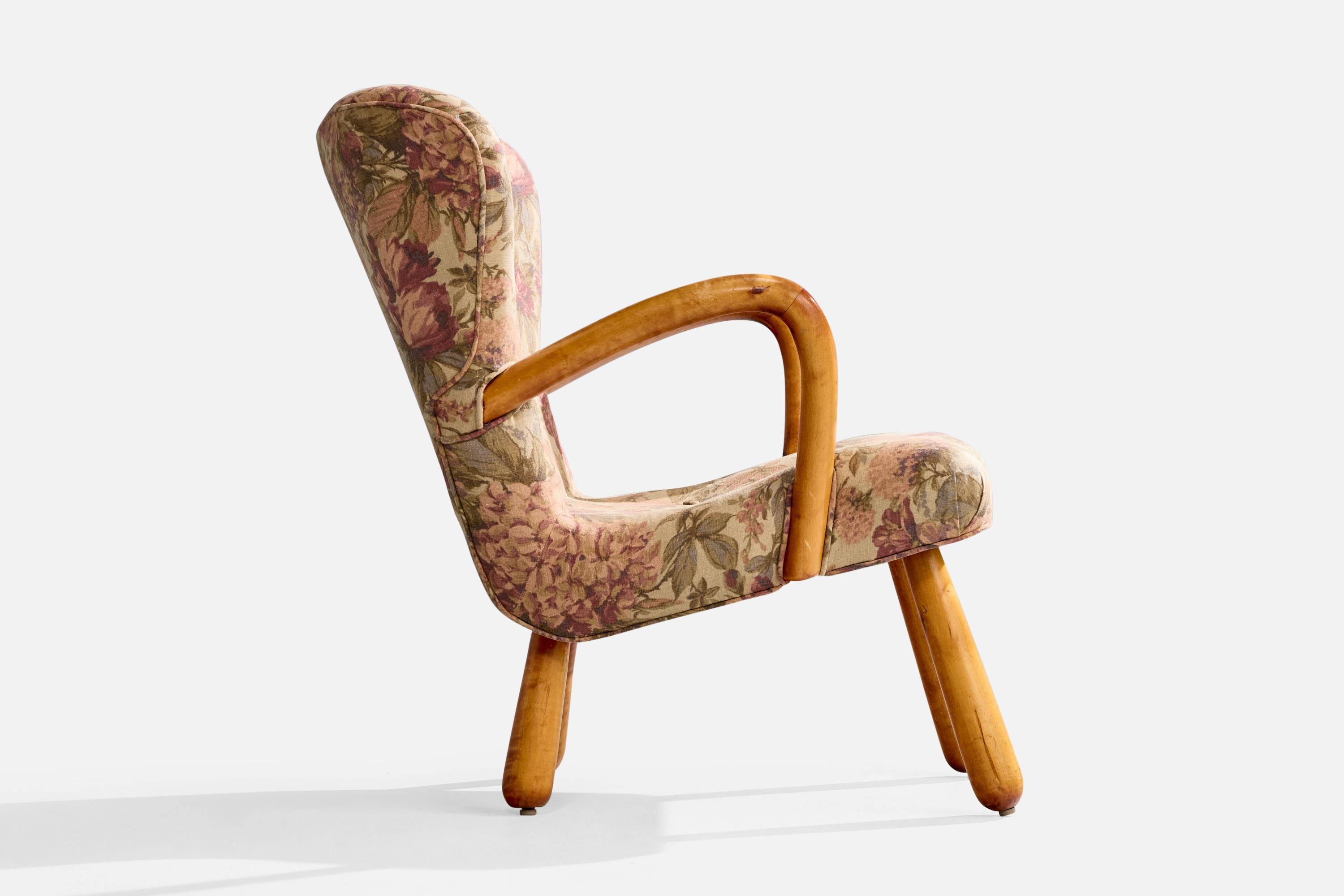 Milieu du XXe siècle IKEA, chaise longue, bouleau, tissu, Suède, années 1950 en vente