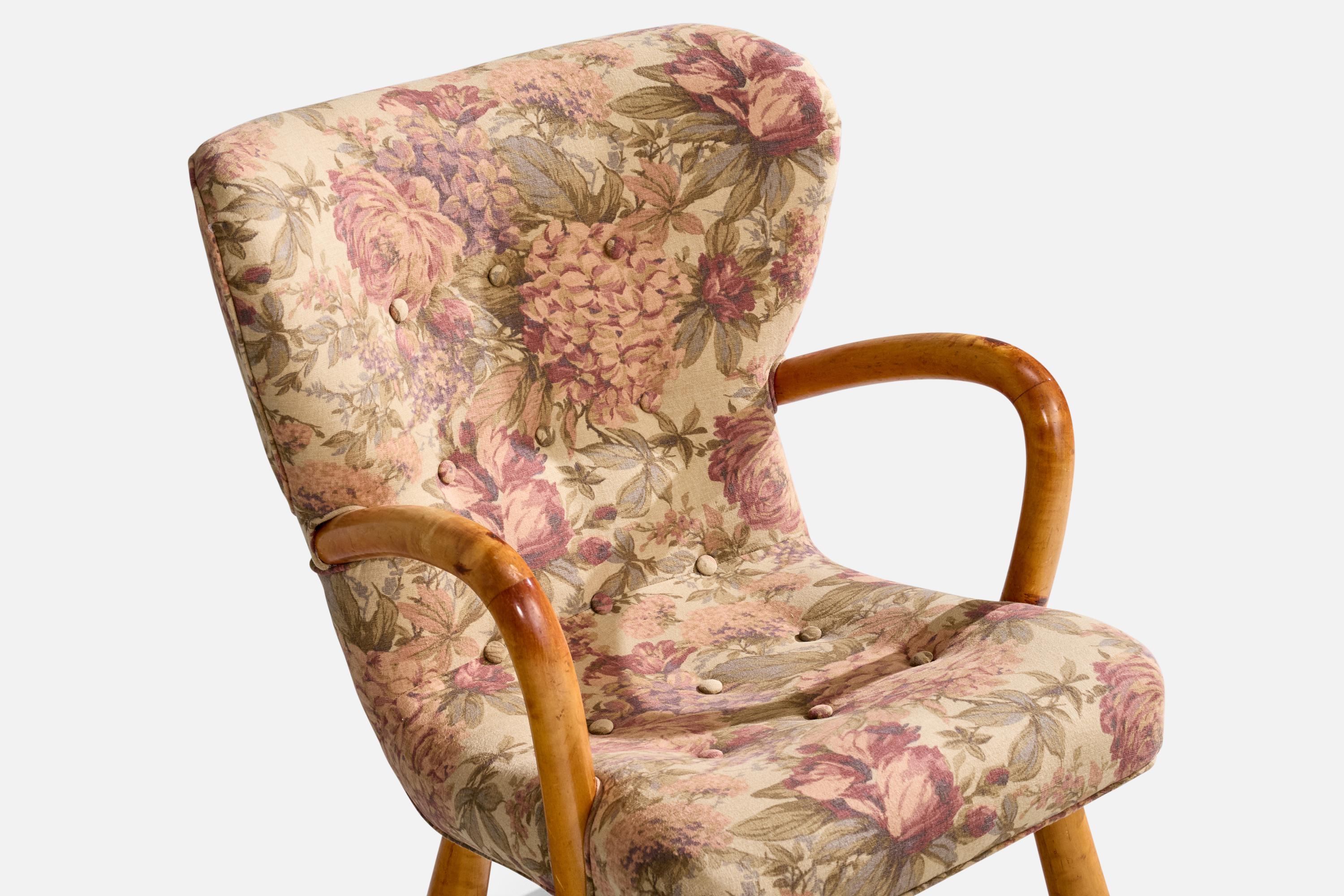 Tissu IKEA, chaise longue, bouleau, tissu, Suède, années 1950 en vente