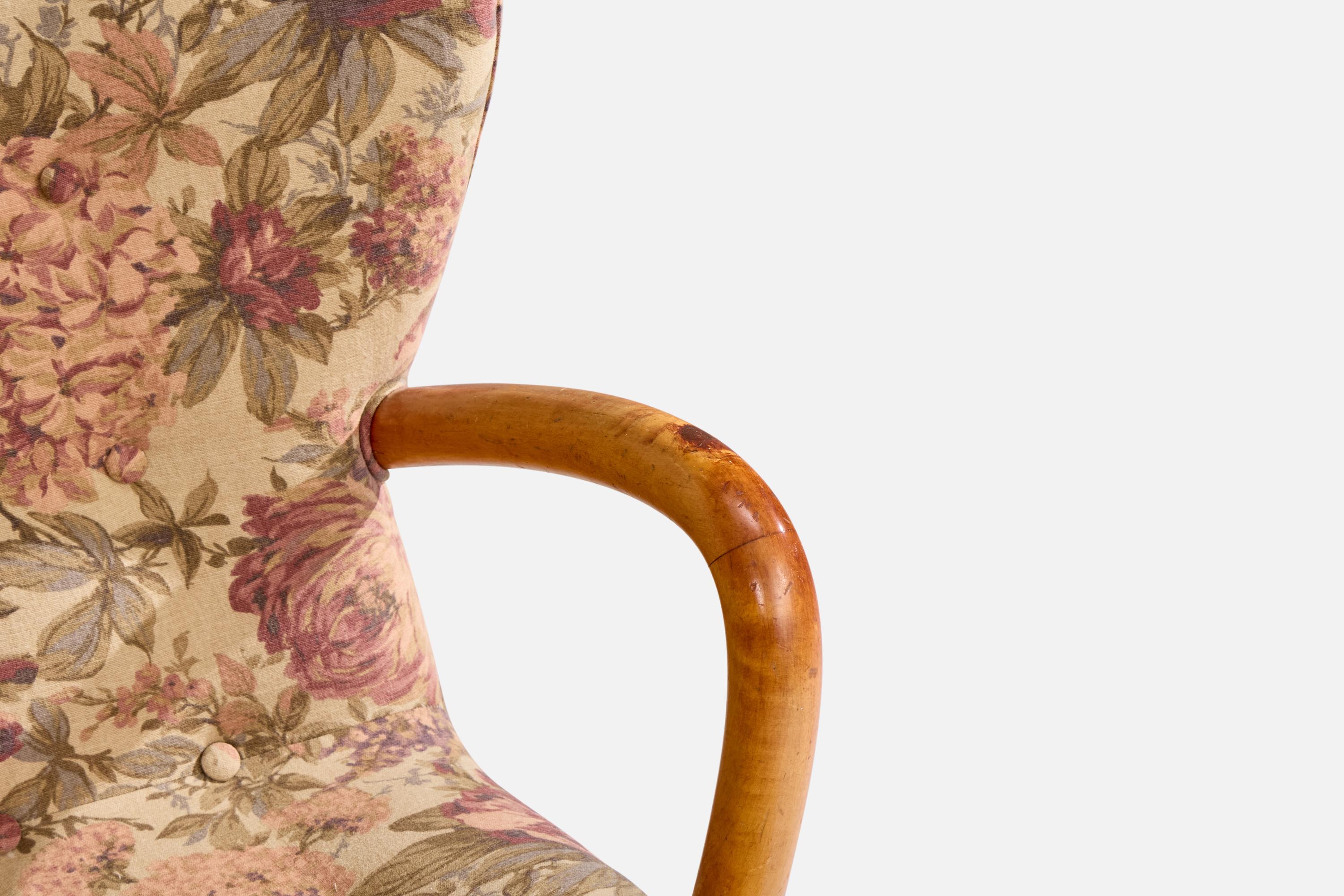 IKEA, chaise longue, bouleau, tissu, Suède, années 1950 en vente 2