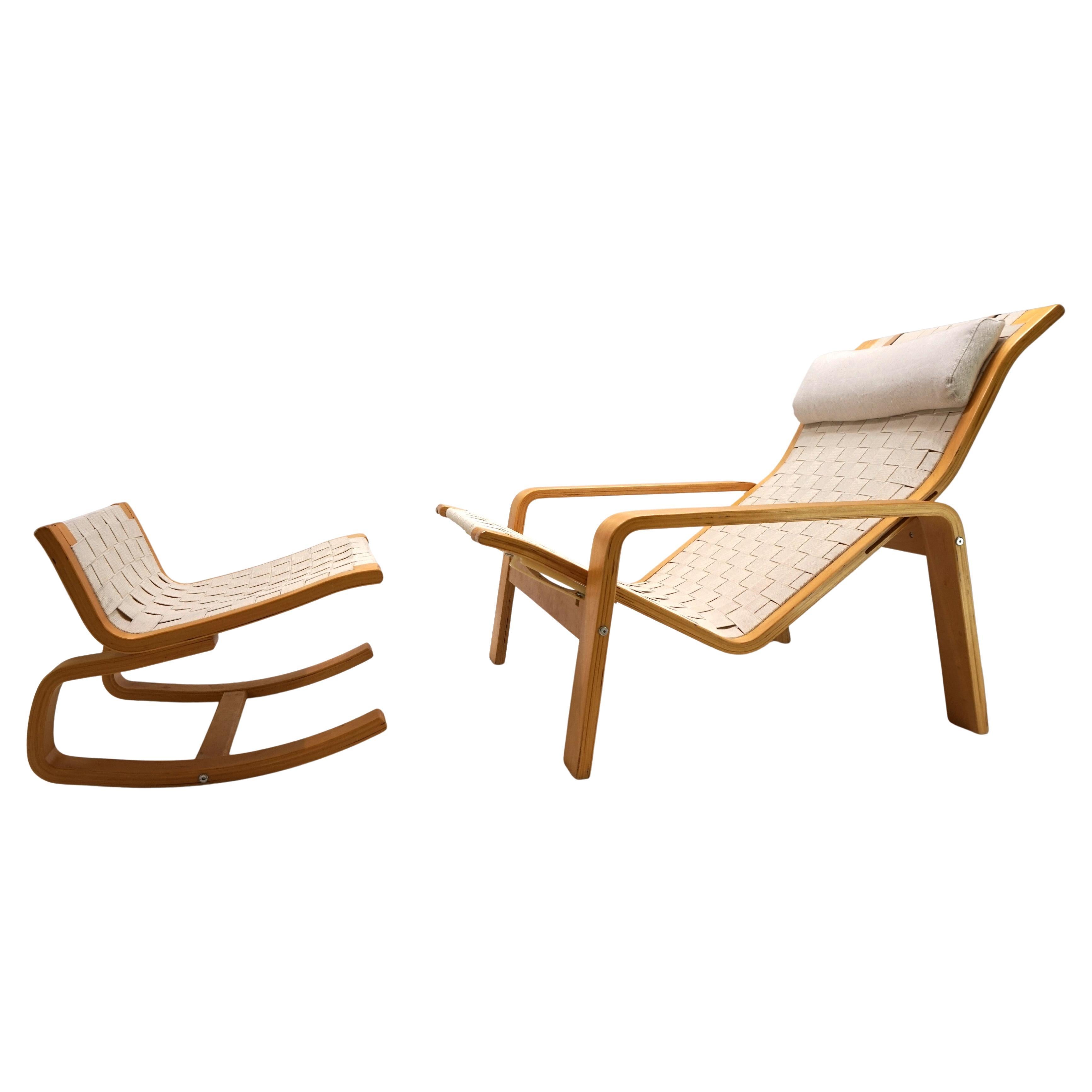 Ikea lounge chair with ottoman by Ilmari Lappalainen, 1999