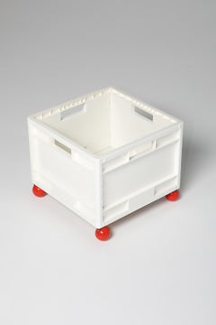 IKEA MÄRD Rolling Storage Box in White with Red Wheels, 1990s