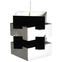 IKEA “Nift” Geometric Pendant Lamp, Black and White, 1960s