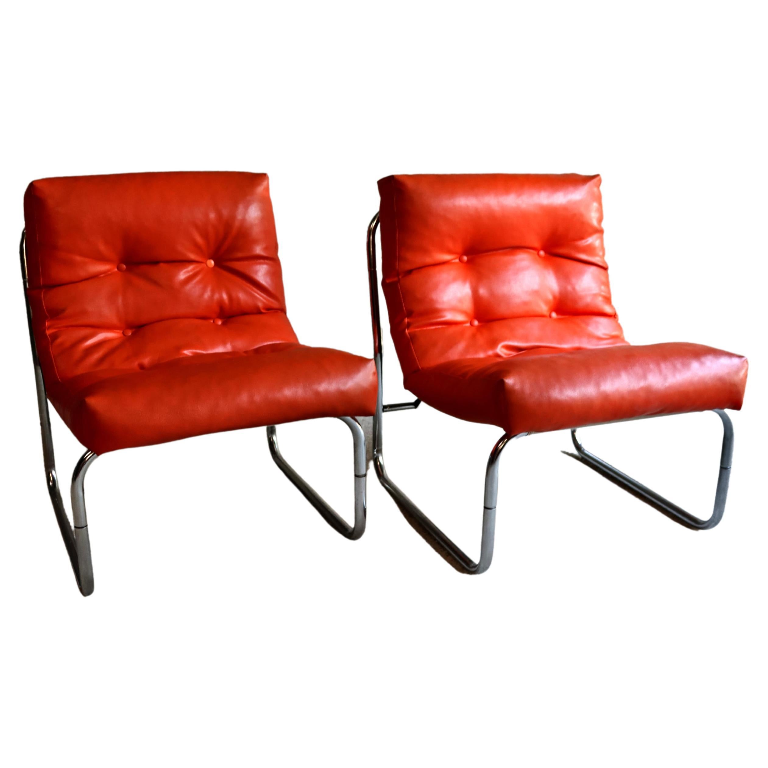 IKEA – Pixi – Orange – Lounge Chair – Set of 2 – Gillis Lundgren – 1970s