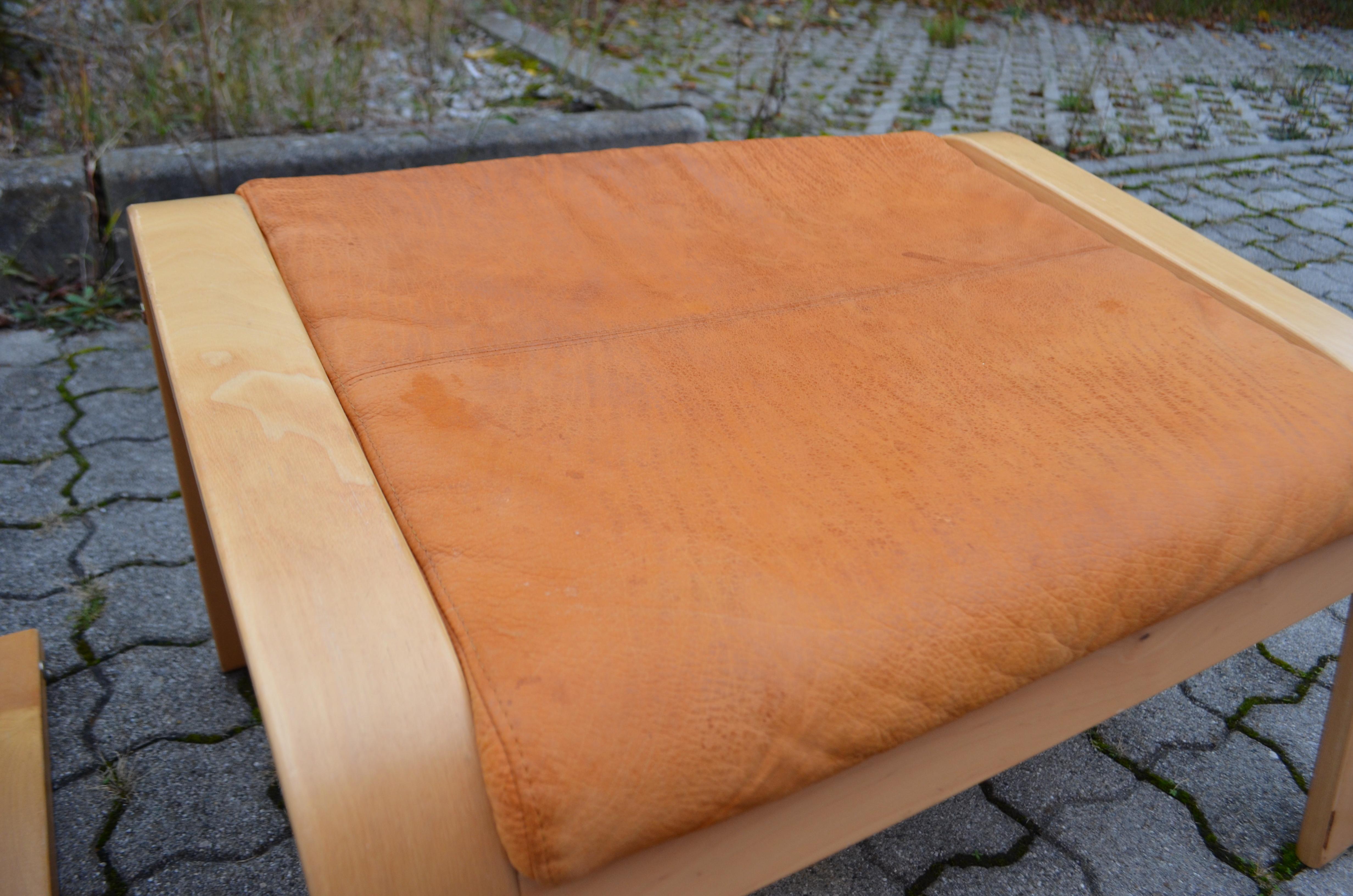 VINTAGE IKEA Poäng Velvet Leather Lounge Chair & Ottomane Noboru Nakamura 1999 10