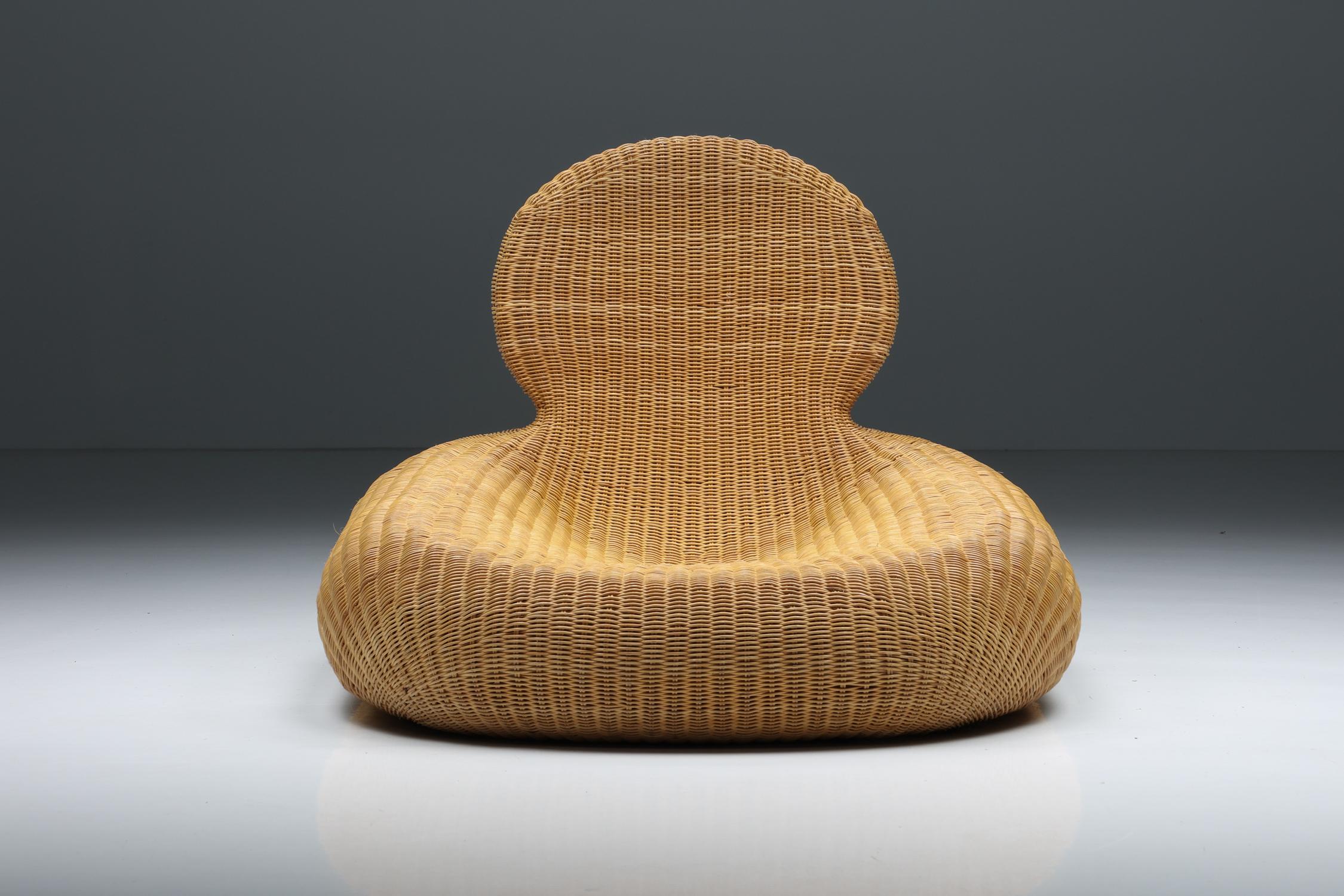 Scandinave moderne Fauteuil de salon en osier et rotin Storvik fabriqué par Carl jerstam, années 2000 en vente