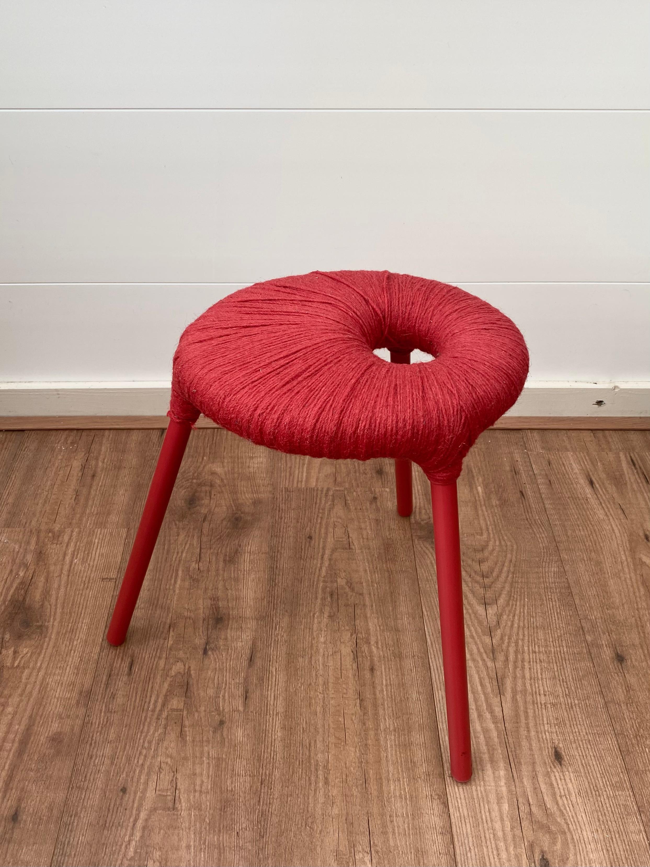 ikea red metal bench