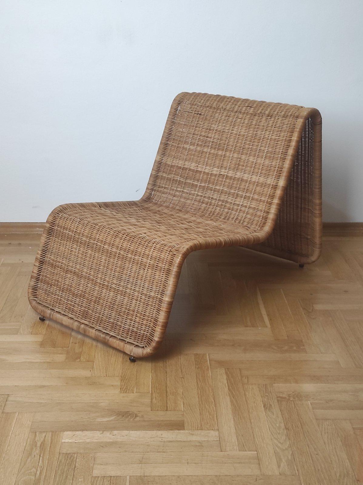 IKEA  Rattan Longue Chair In Style of Tito Agnoli 1980s