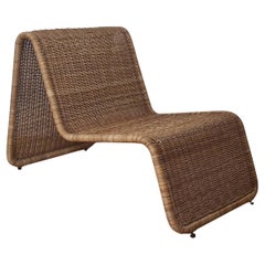 IKEA Rattan Longue Chair In Style of Tito Agnoli 1980s