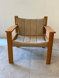 IKEA ‘Safari’ armchair in pine & canvas, 1970s Sweden