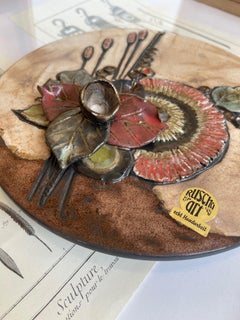 Ikebana 1970s Extra Large Ceramic Majolika Wall Plate by Ruscha Keramik, Germany