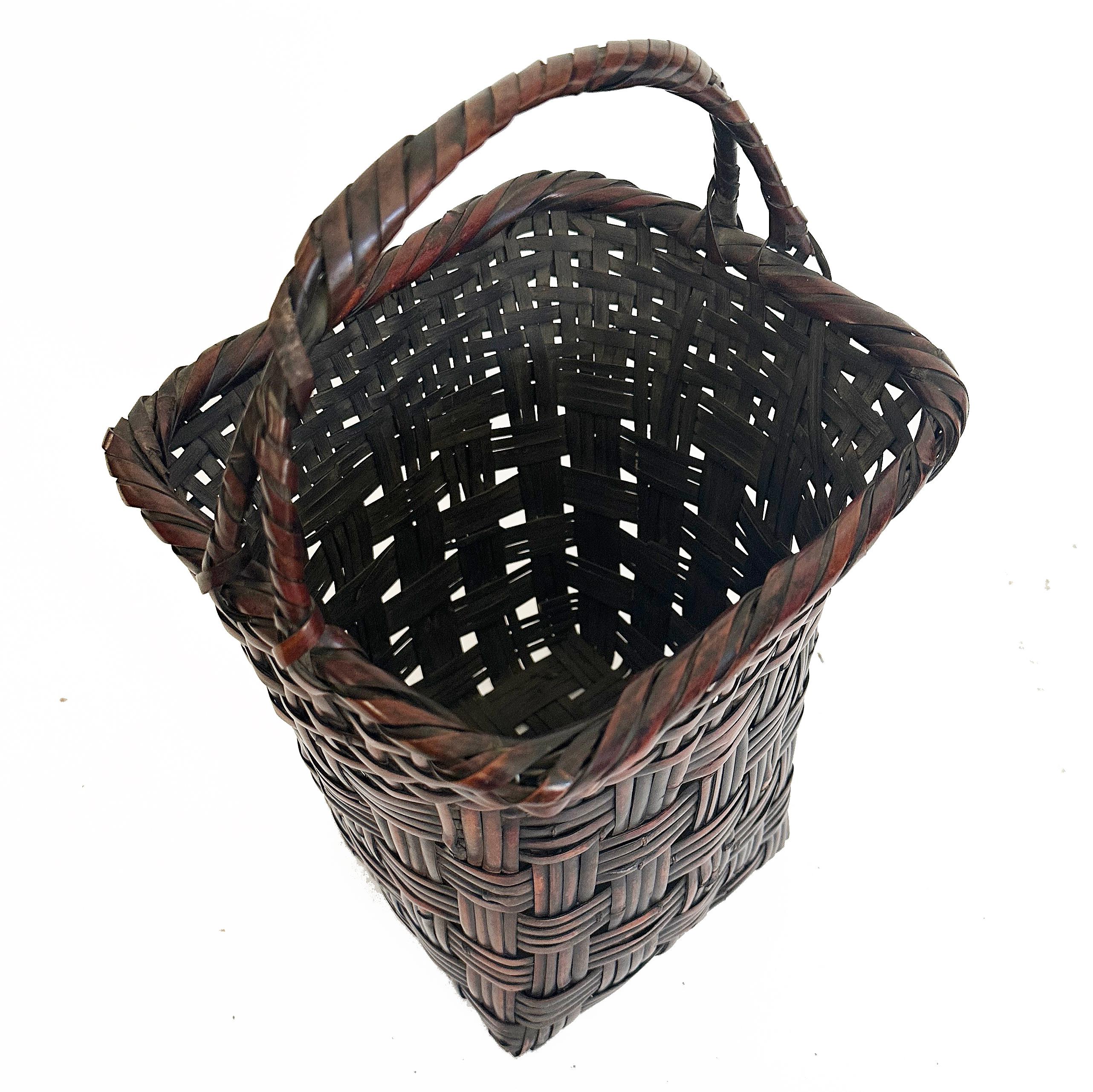 Meiji Ikebana Basket, Bamboo, Early 20th Century, Japanese For Sale