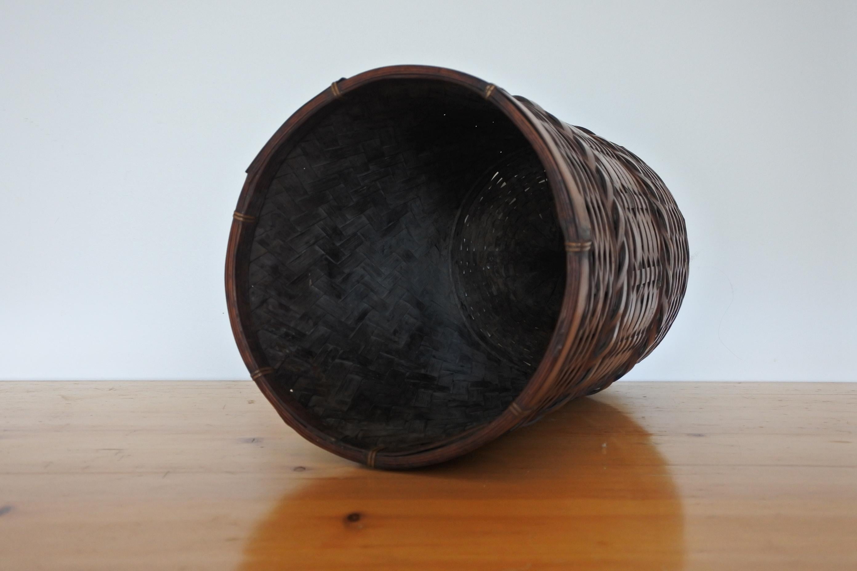 Ikebana Basket, Woven Bamboo, Flower Arrangement, Showa Period, Japan 1930s 2