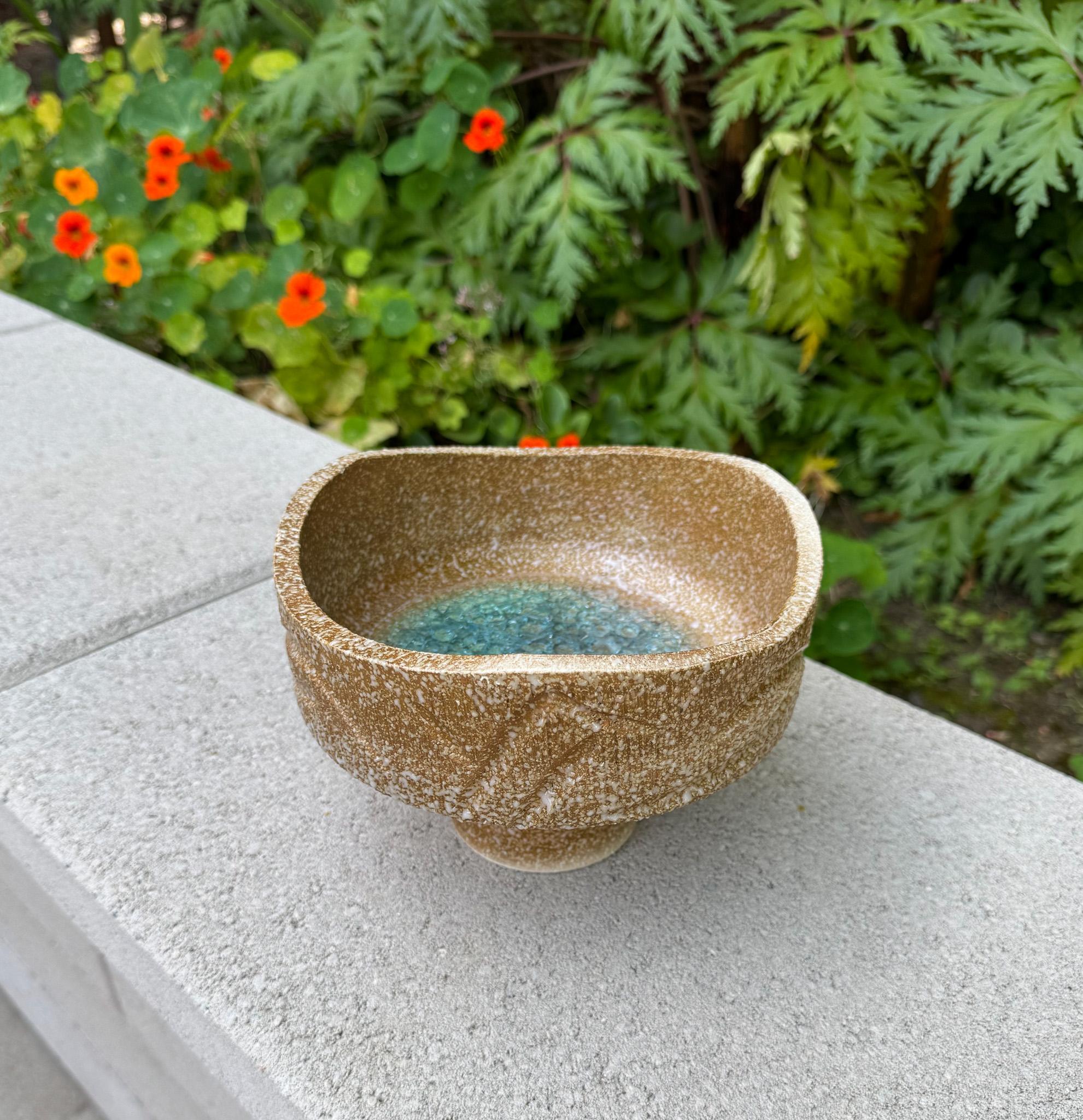 Ceramica Vaso in ceramica Ikebana con interno in vetro craquelé, Giappone, c.C. 1970 in vendita