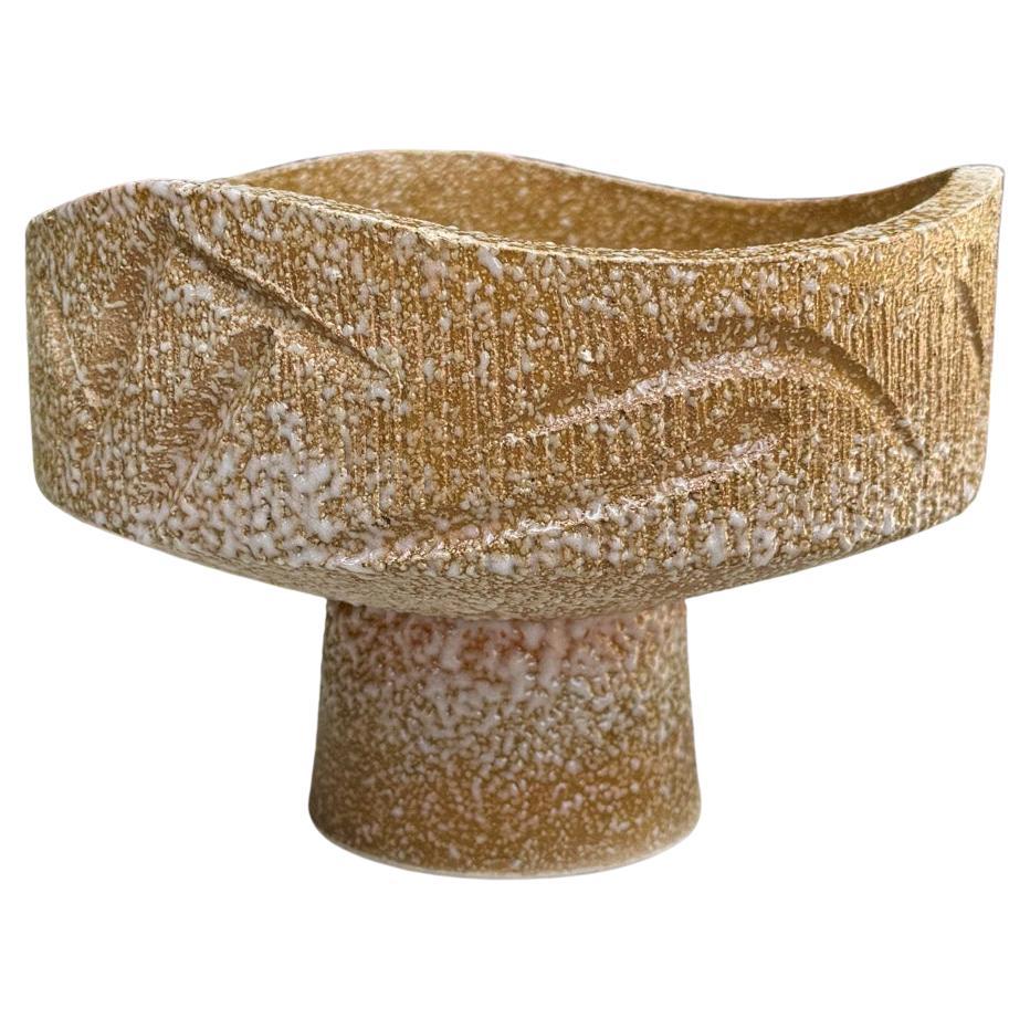 Vaso in ceramica Ikebana con interno in vetro craquelé, Giappone, c.C. 1970
