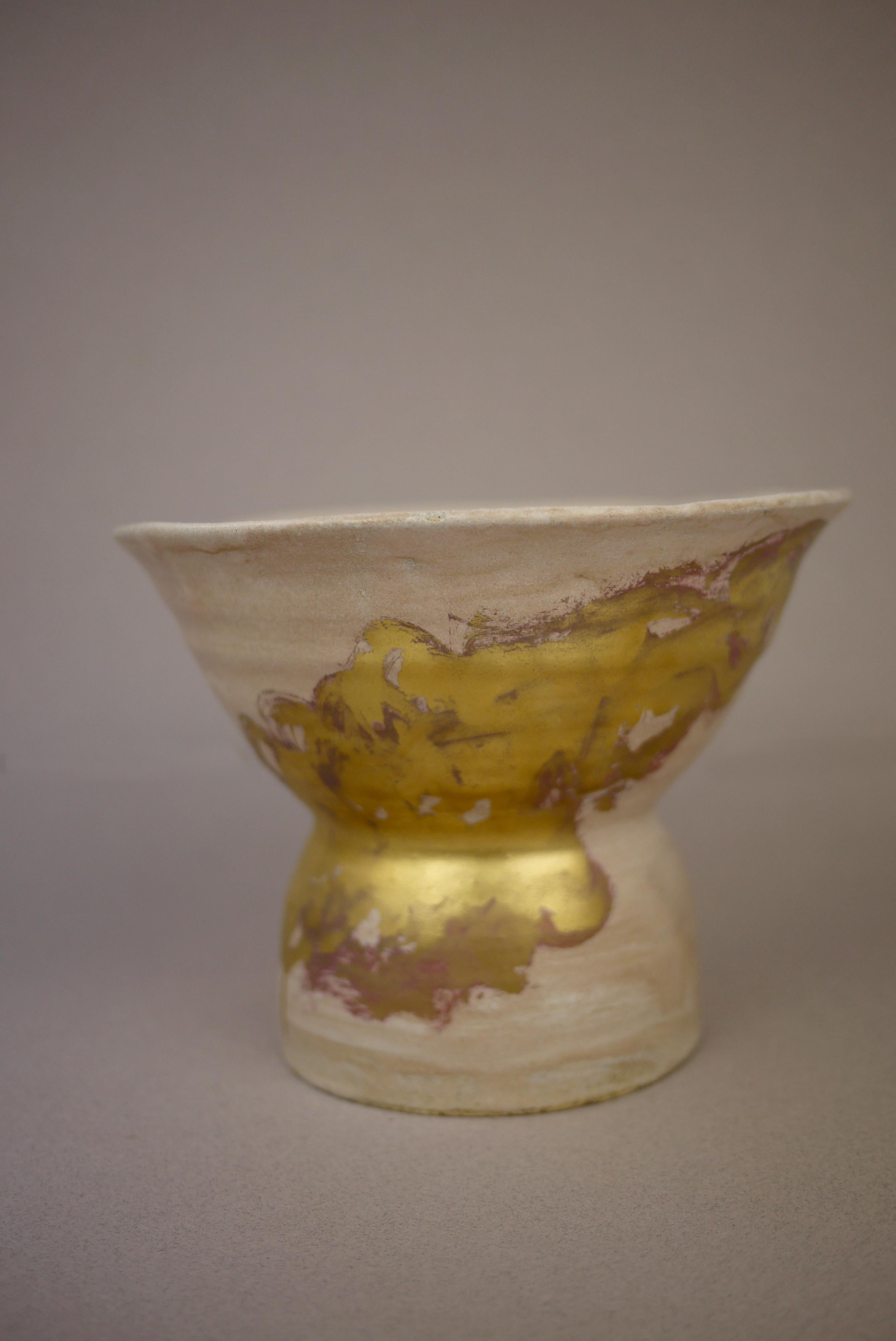 Japonisme Ikebana Gold Vase For Sale
