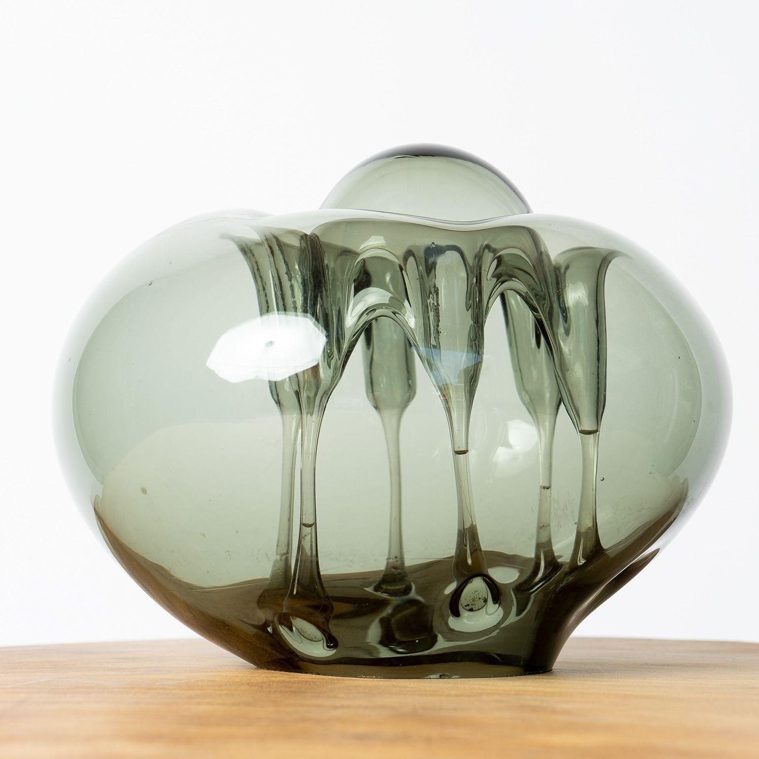 'Ikebana' Hand-Blown Smoked Glass Sculpture by Dragan Drobnjak, 1970s In Good Condition In Bristol, GB