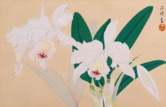 'Still Life of Orchids', Japanese Florilegium, color woodcut, Michigan, Kyoto