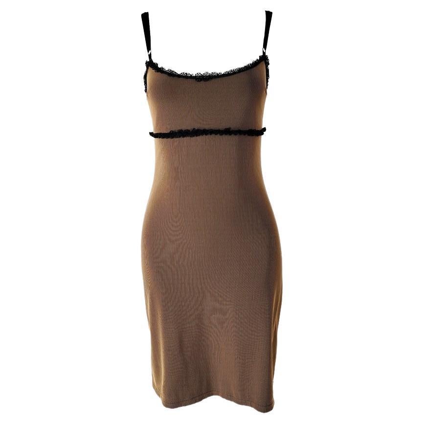 Ikito by Jiki of Monte Carlo Vintage Brown Bodycon Party Evening Dress