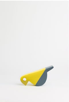 IKN 21 Bird Figure cm.15Hx20L Yellow/Grey Glossy