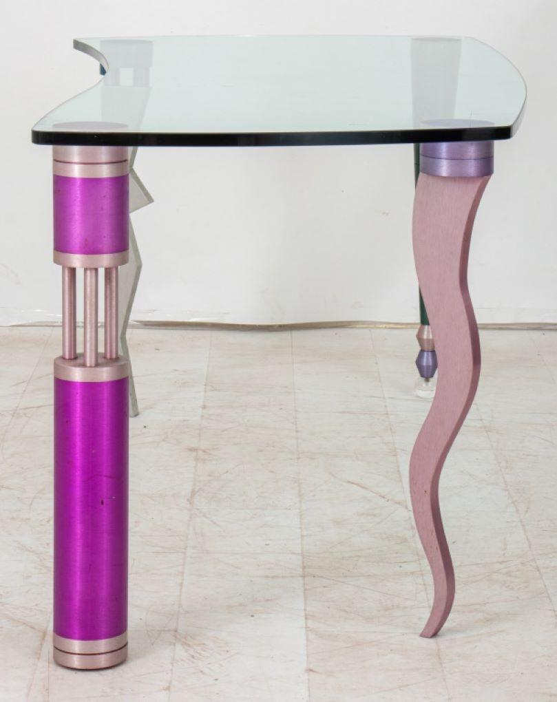 Post-Modern ikons Postmodern Glass Top Desk For Sale
