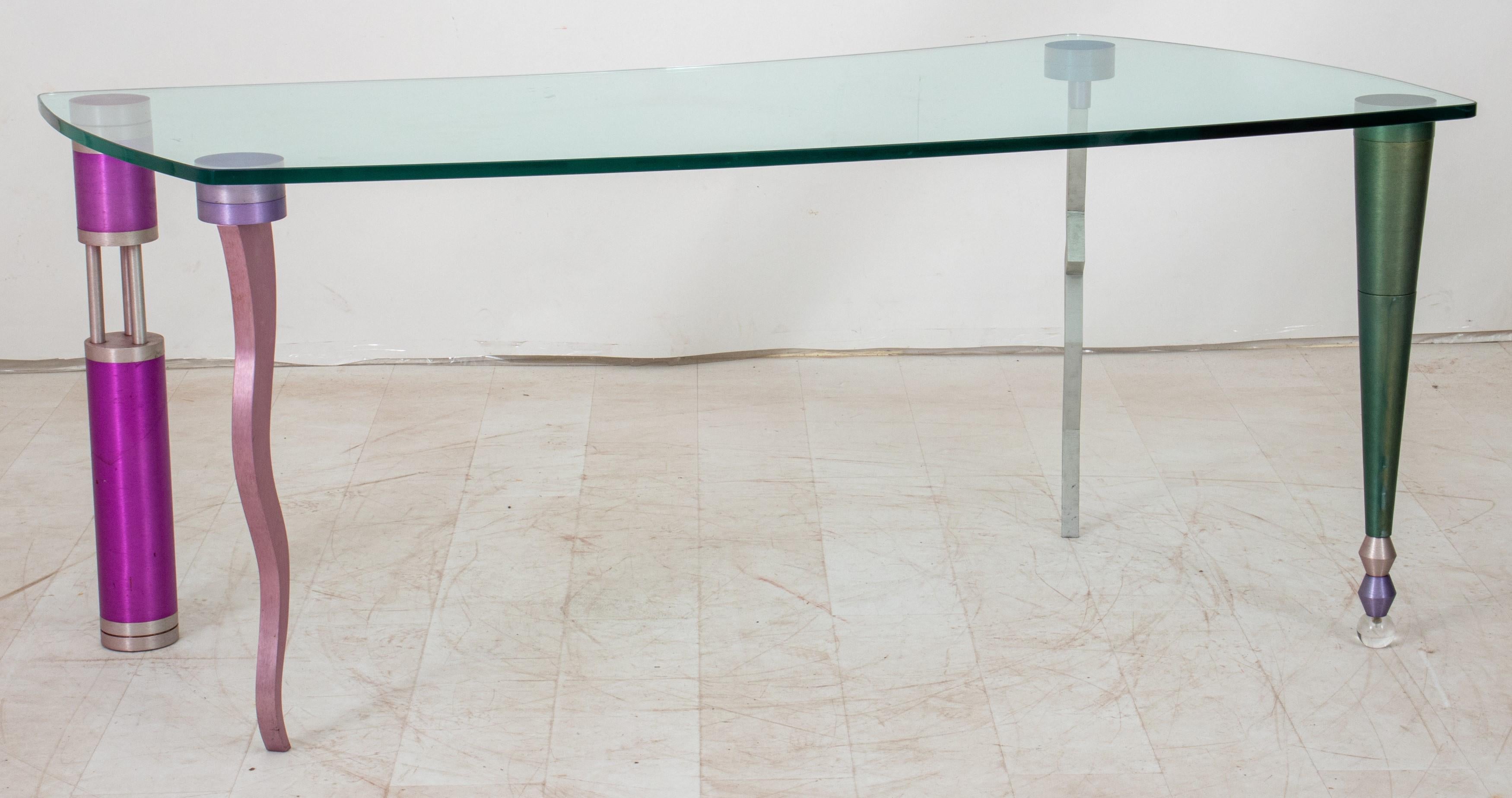 Contemporary ikons Postmodern Glass Top Desk For Sale