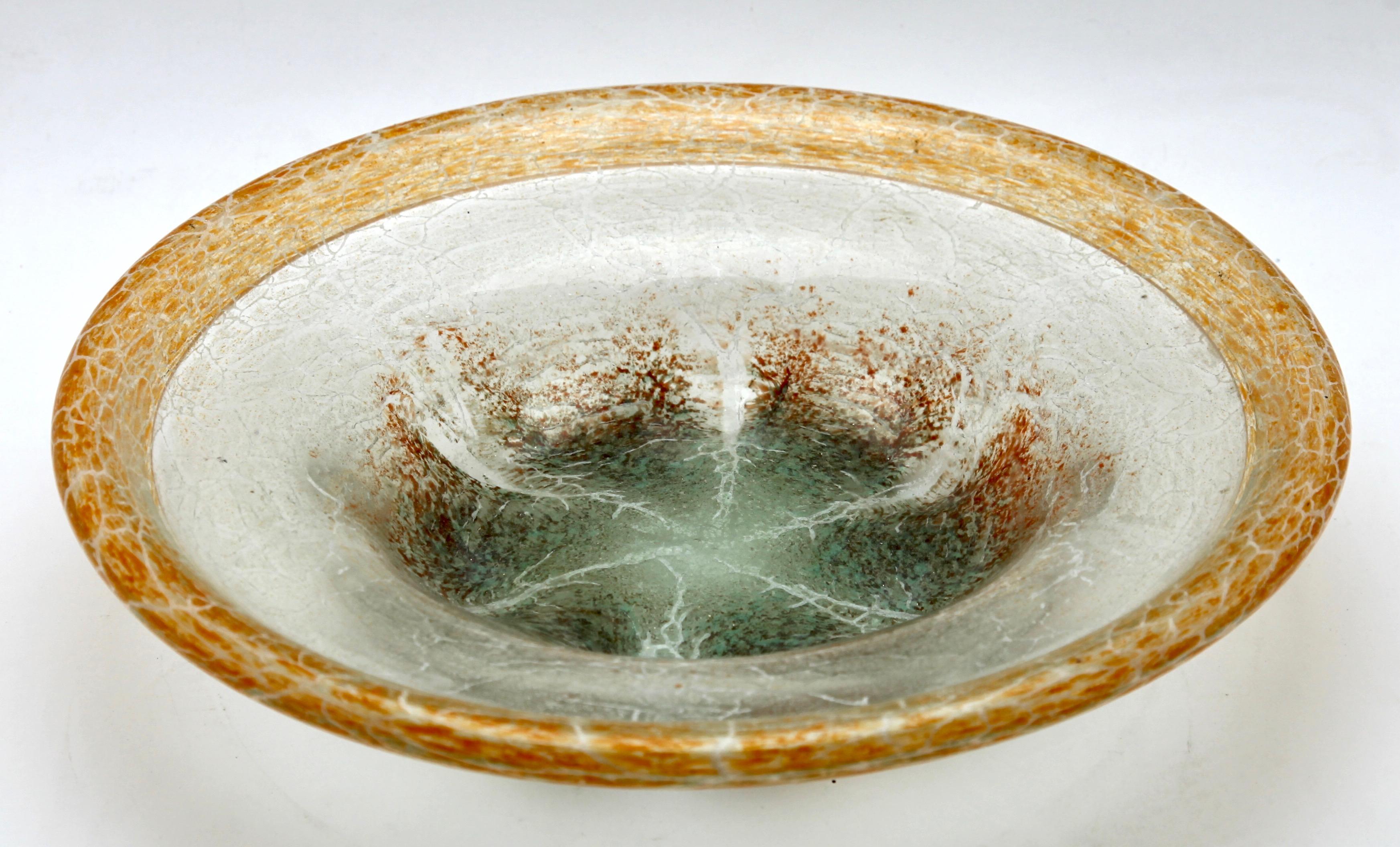 Art Deco 'Ikora' Art Glass Bowl, Produced, by WMF in Germany, 1930s by Karl Wiedmann For Sale