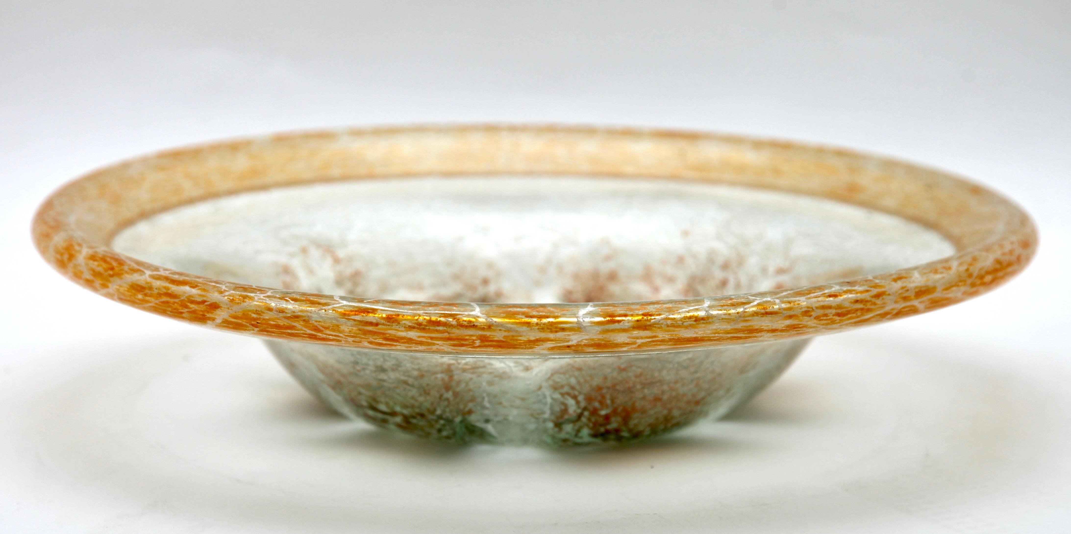 Hand-Crafted 'Ikora' Art Glass Bowl, Produced, by WMF in Germany, 1930s by Karl Wiedmann For Sale