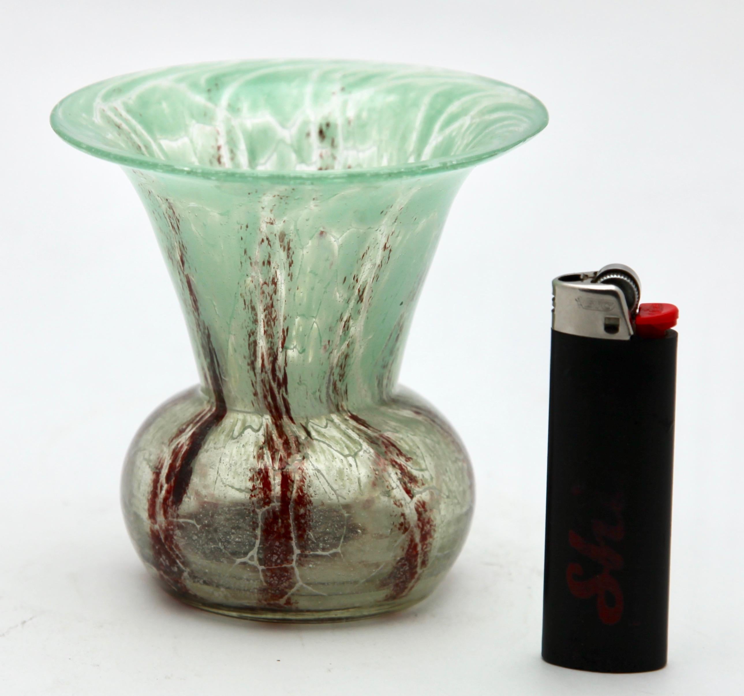Hand-Crafted 'Ikora' Art Glass Vase, Produced, by WMF in Germany, 1930s by Karl Wiedmann For Sale