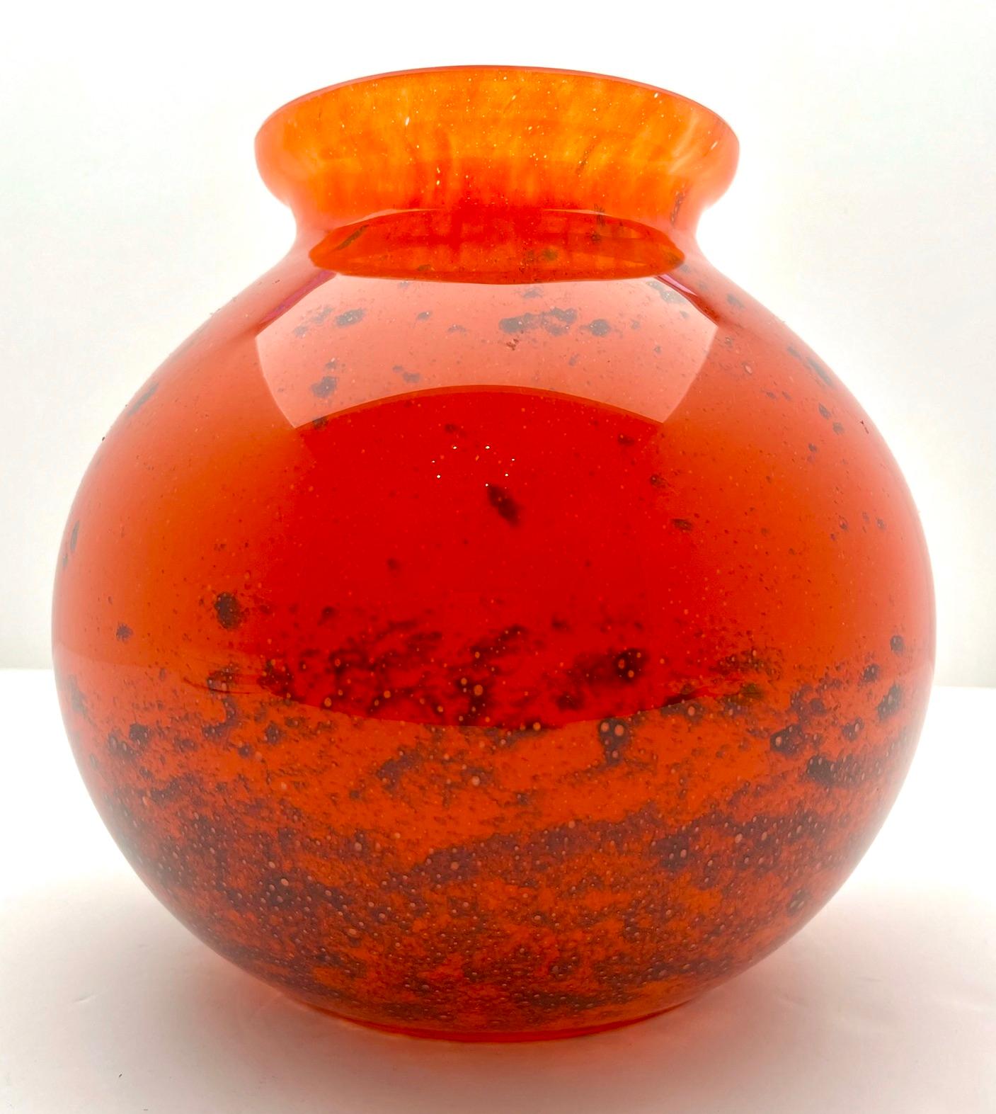 Hand-Crafted Ikora Art Glass Vase, Produced, by WMF in Germany, 1930s by Karl Wiedmann For Sale