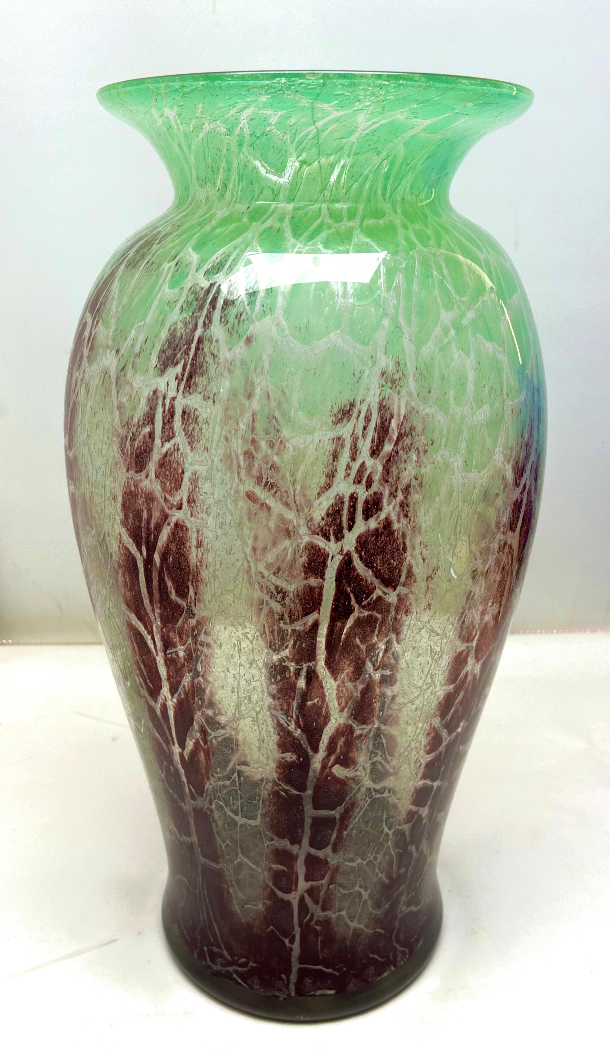 Hand-Crafted 'Ikora' Large Art Glass Vase, Produced by WMF in Germany, 1930s by Karl Wiedmann