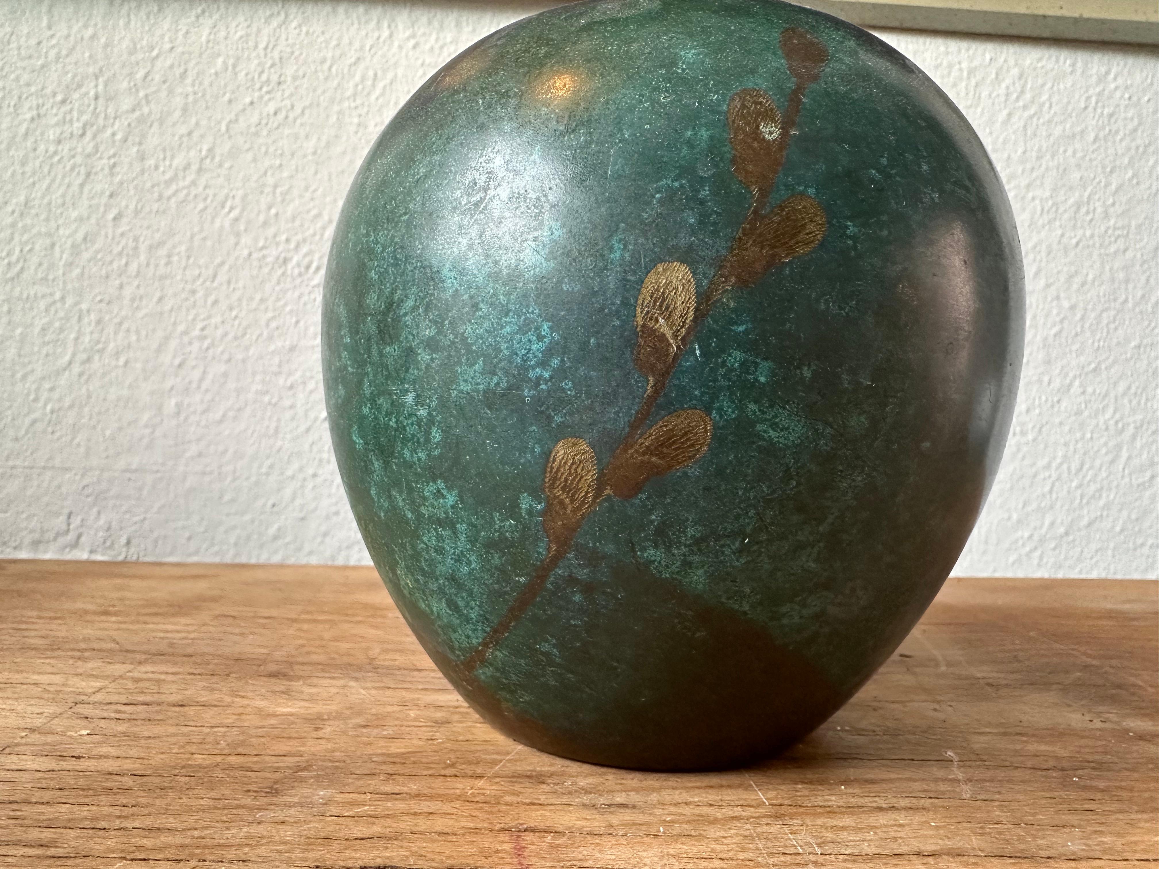 Ikora Vase - WMF Art Deco Bronze mit stilisiertem Willow Branch von Paul Haustein  im Angebot 12