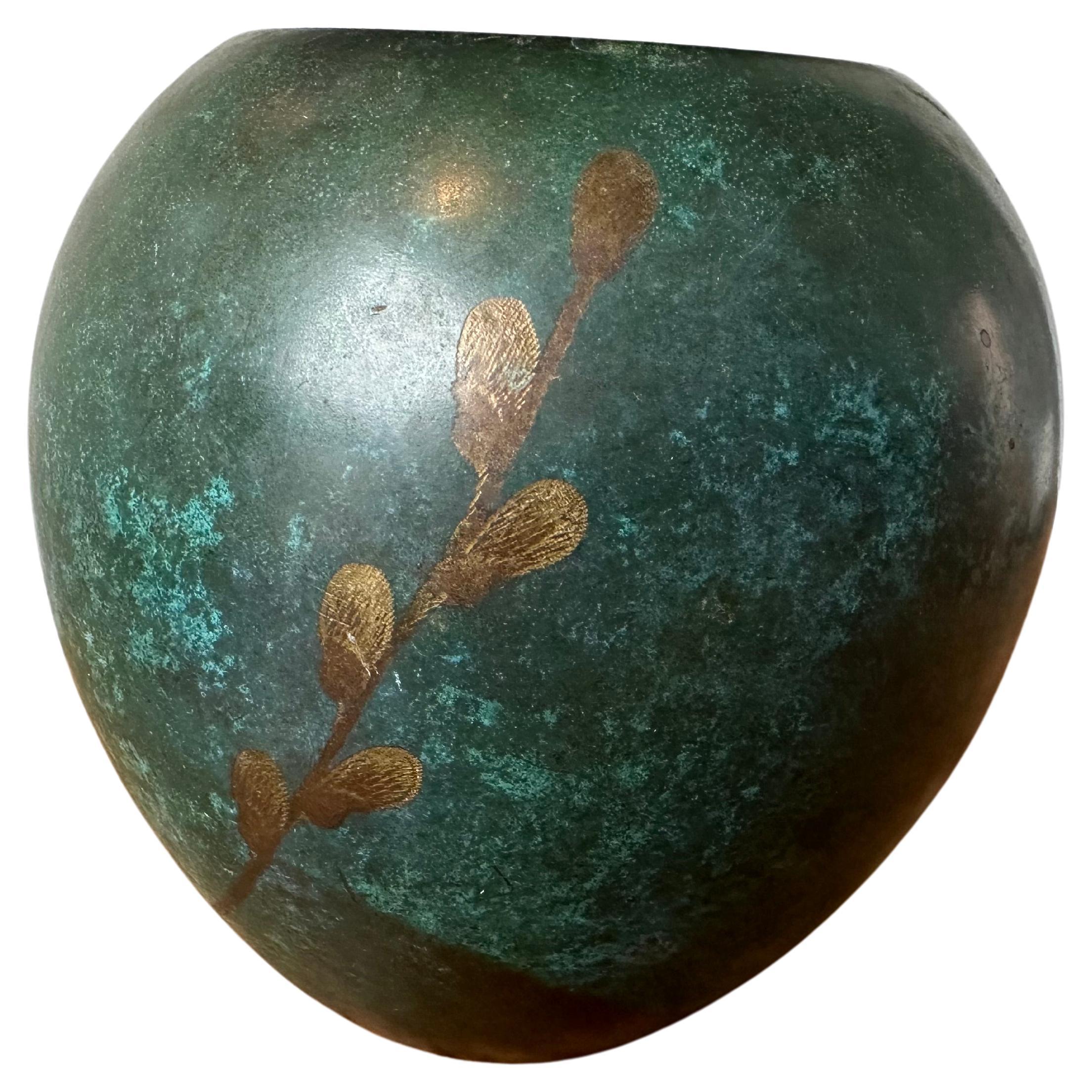 Ikora Vase - WMF Art Deco Bronze mit stilisiertem Willow Branch von Paul Haustein 