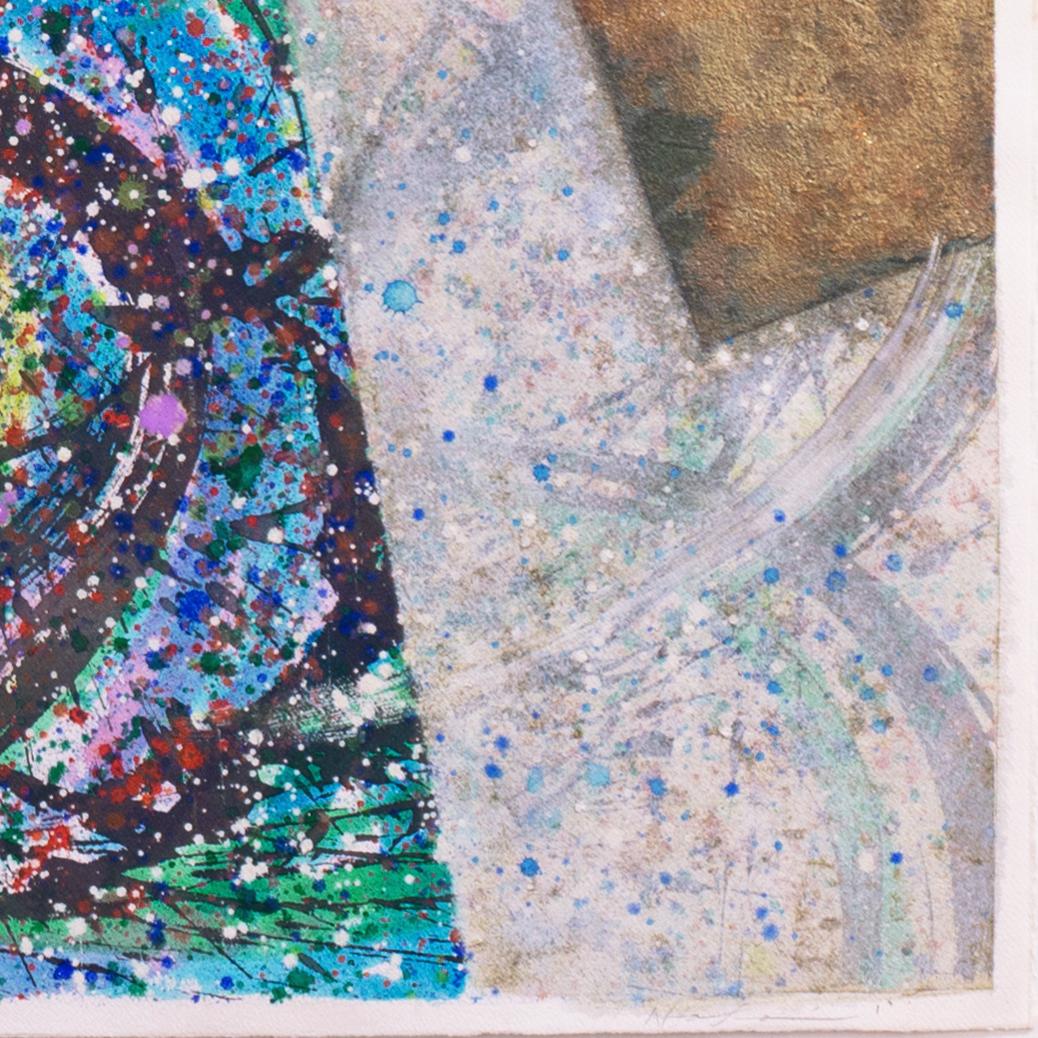 'Large Abstract', Exhibited at Tokyo Museum Of Fine Arts, Japanese Woman Artist - Gold Abstract Painting by Iku Nagai