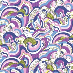 Ikuchi-Japanese Sea Printed Wallpaper- Comic Book Color Way