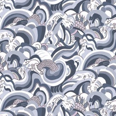 Ikuchi-Japanese Sea Printed Wallpaper- Water Color Way